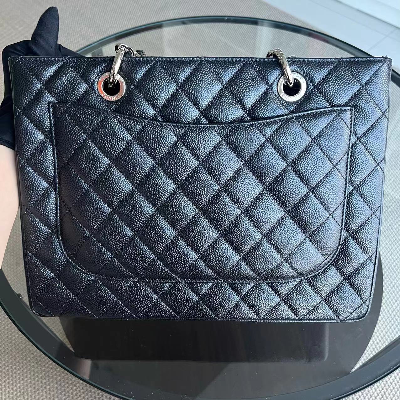 *Receipt* Caviar GST Grand Shopping Tote Quilted Black Silver Hardware Series 16