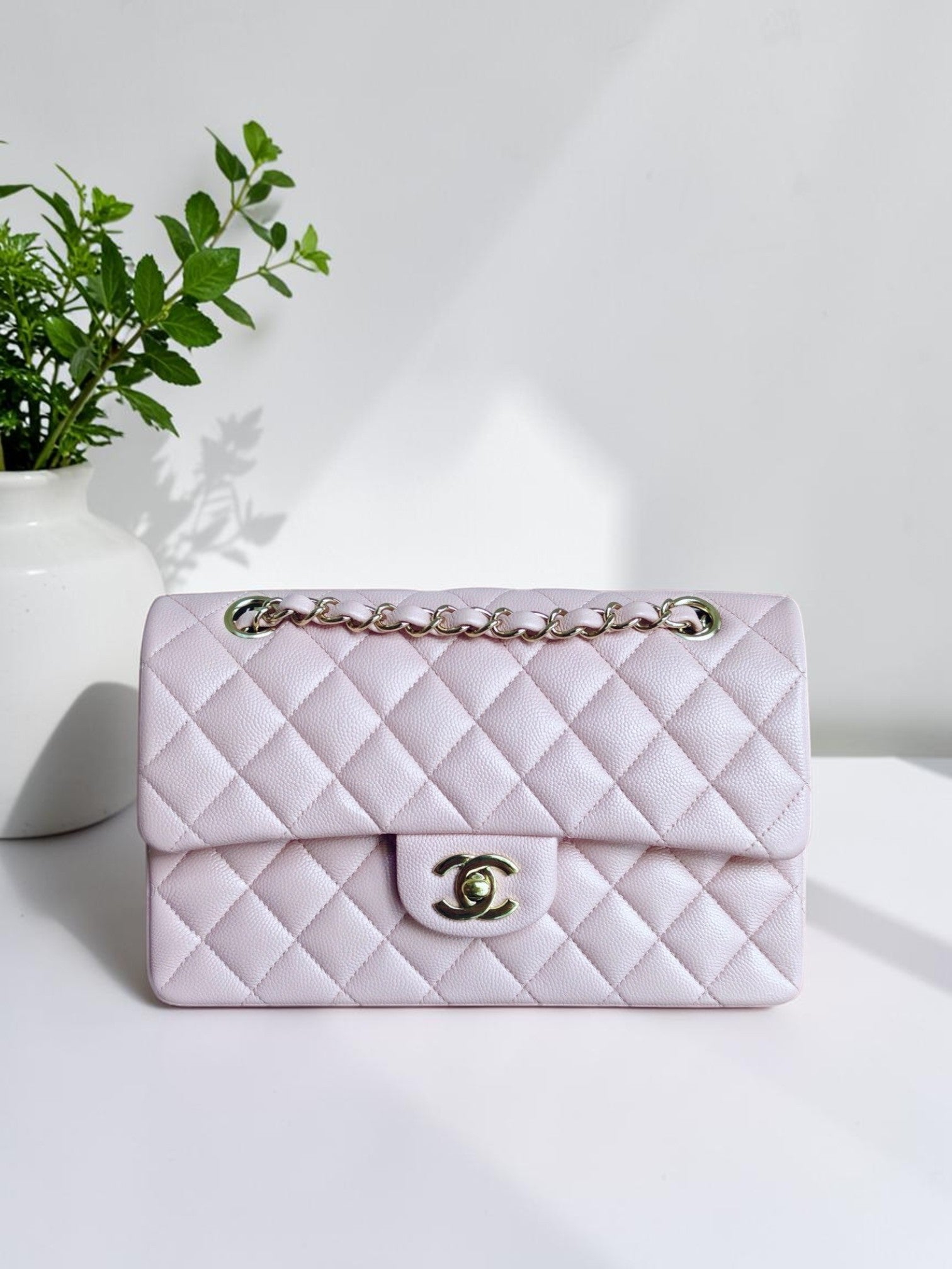 Chanel Classic Flap Small - Caviar 23CM Quilted Sakura Light Pink Light Gold Hardware Series 30