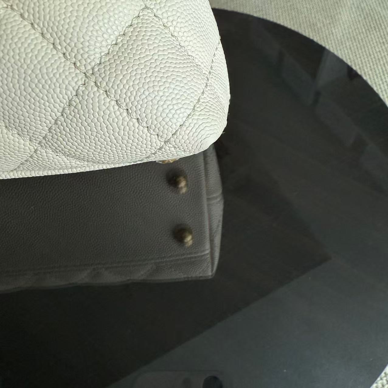 Chanel Coco Handle Small - Caivar Quilted Cream White Gold Hardware Series 24