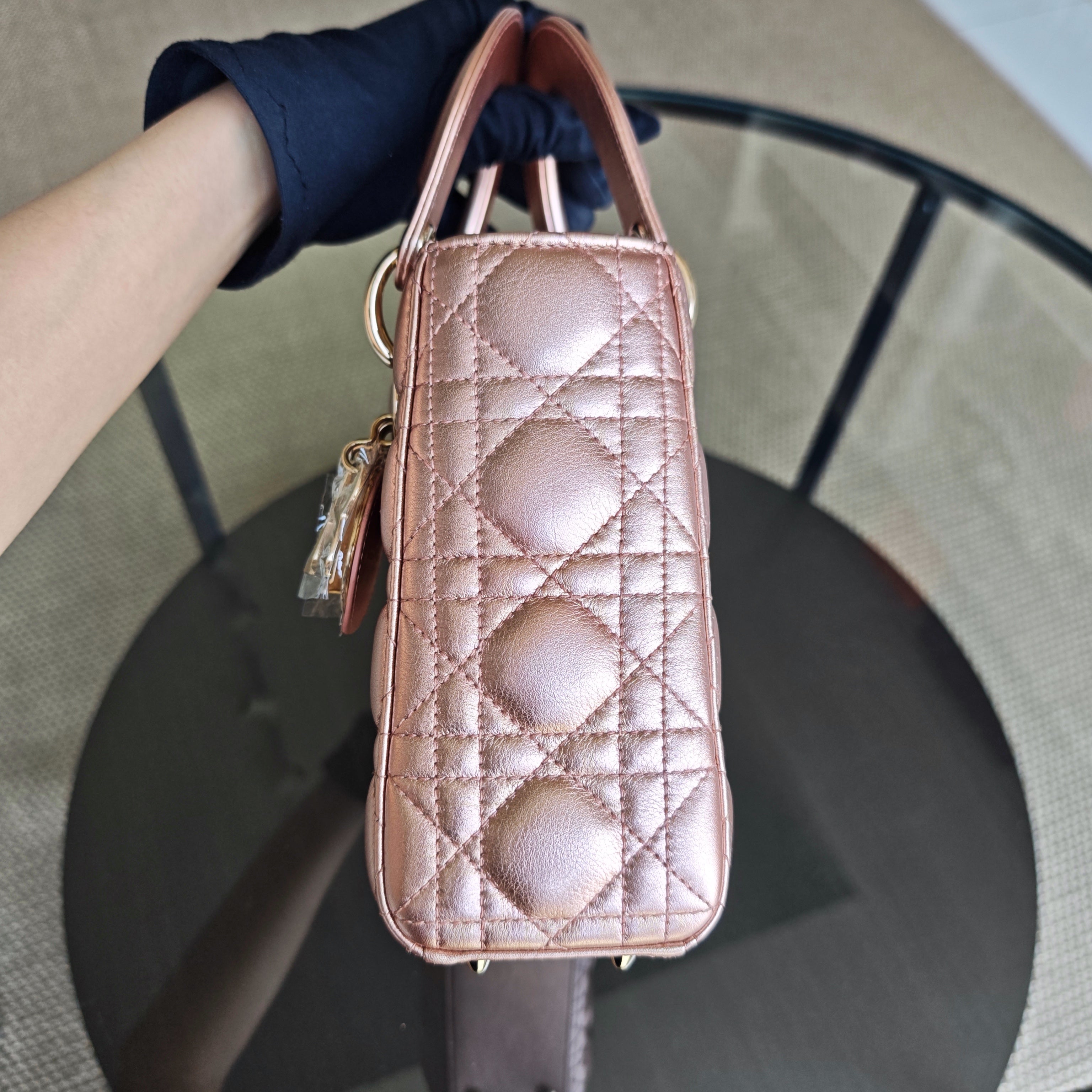 Dior Lady Small Flap ABC - Cannage Calfskin Rose Gold Gold Hardware MyABC