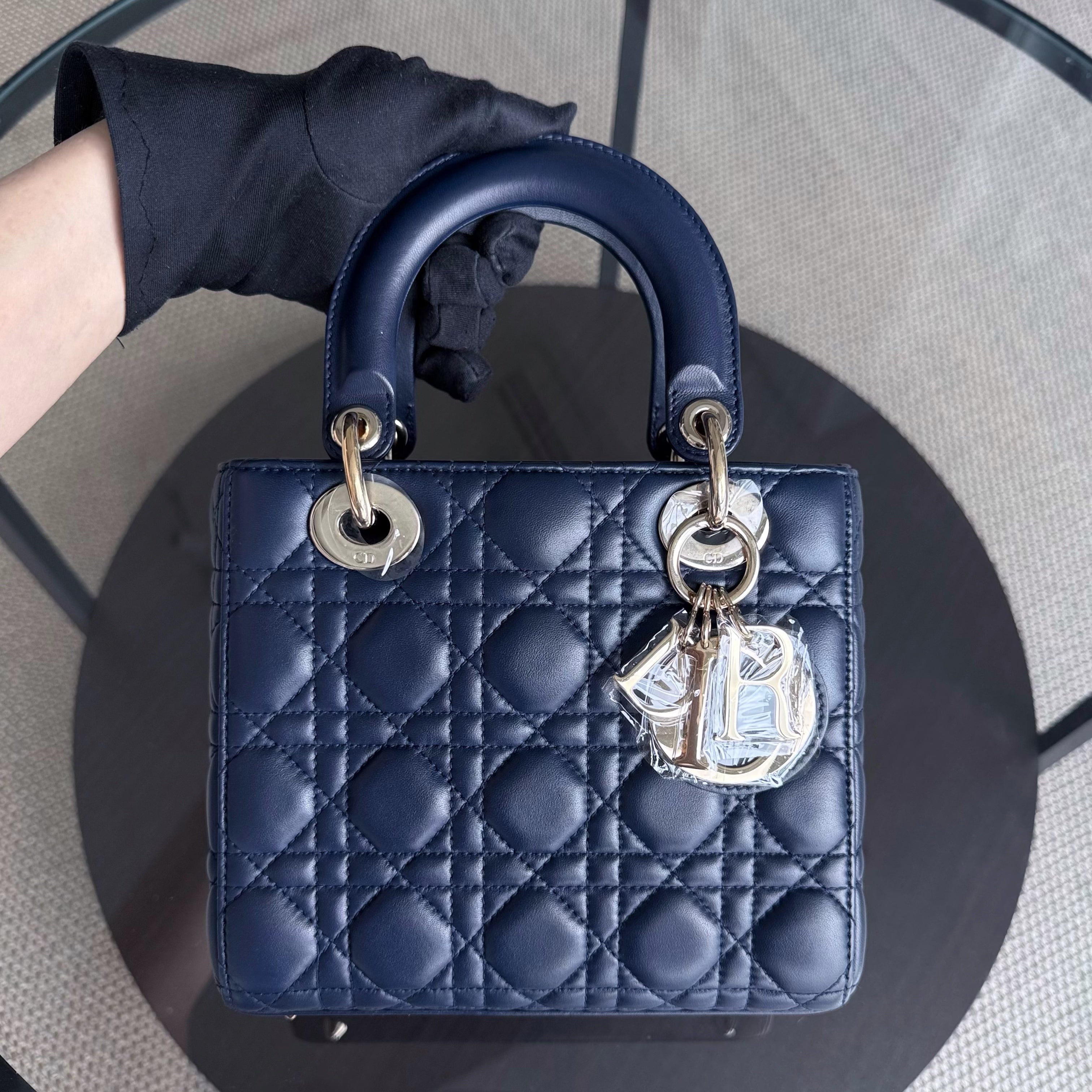 Dior Lady Small - Cannage Lambskin Dark Blue Gold Hardware
