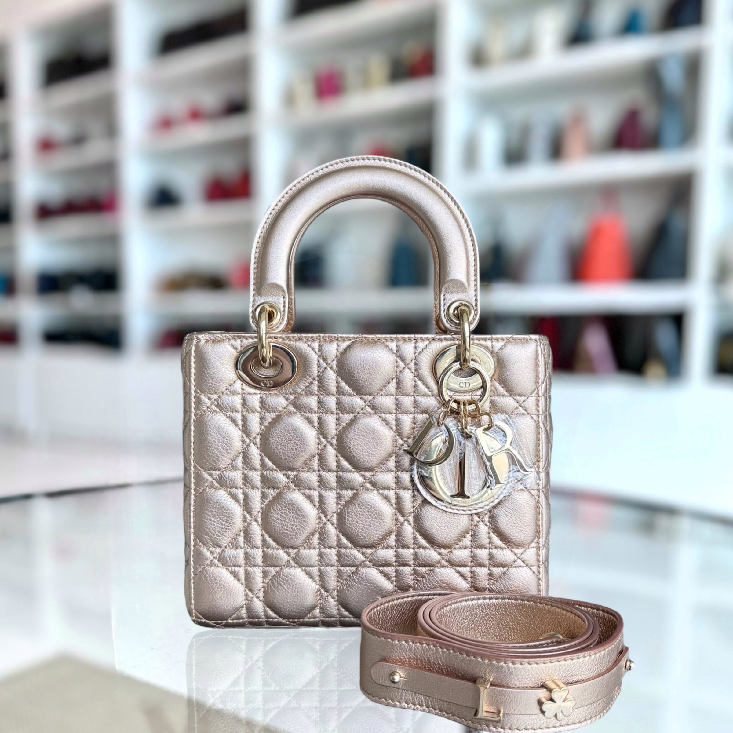 Dior Lady Small ABC - Cannage Lambskin MyABC Metallic Rose Gold Hardware