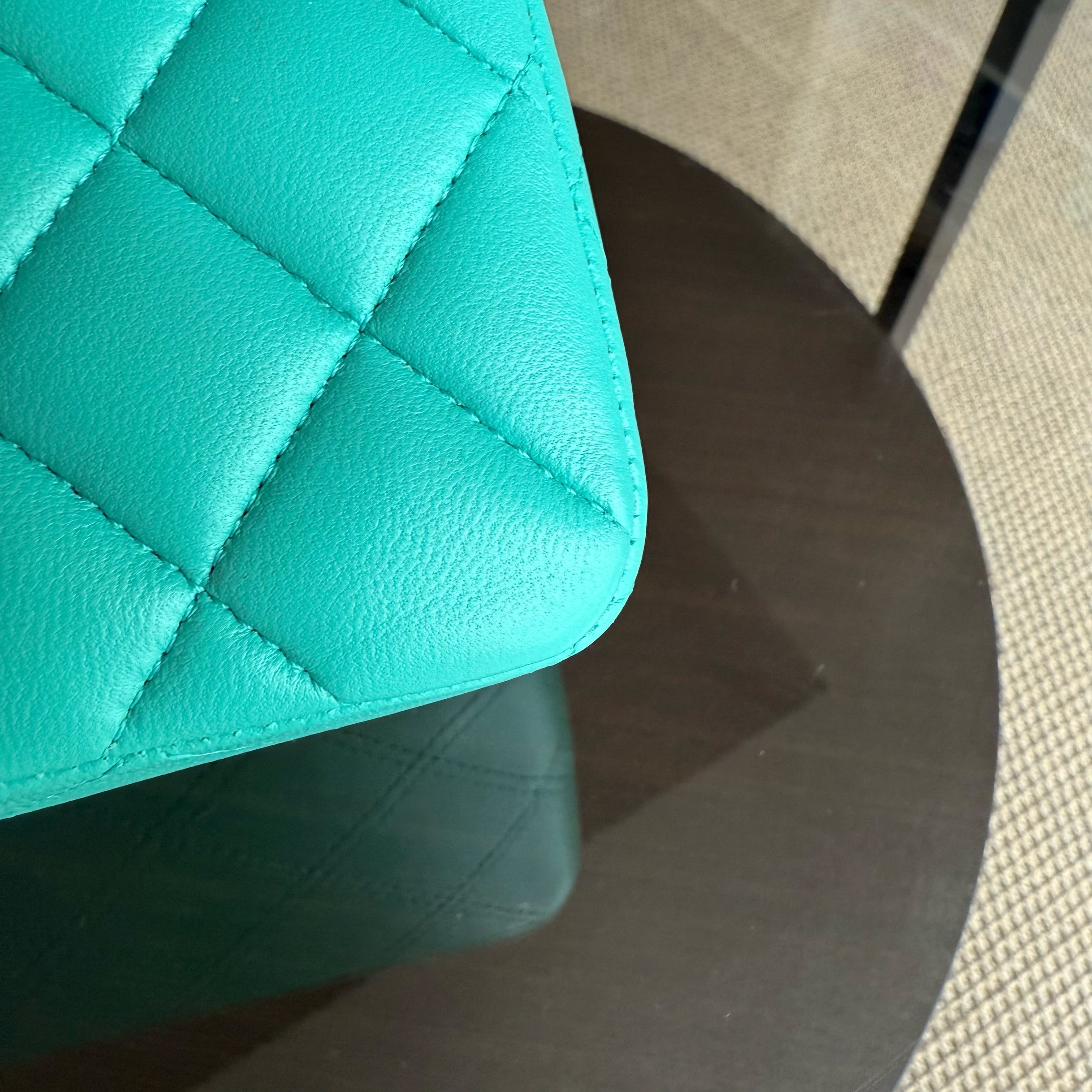Chanel Classic Flap Small - 23CM Quilted Lambskin Blue Green Gold Hardware Series 27