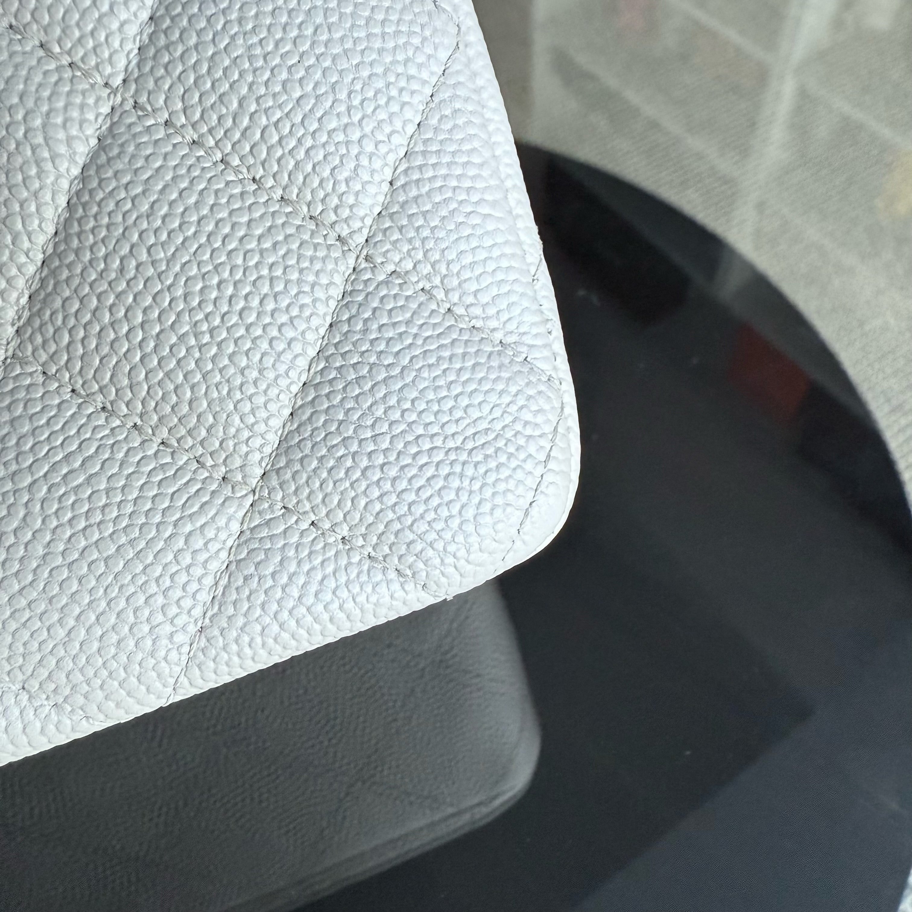 Chanel Classic Flap Medium - Caviar Quilted Grained Calfskin White Gold Hardware Series 23