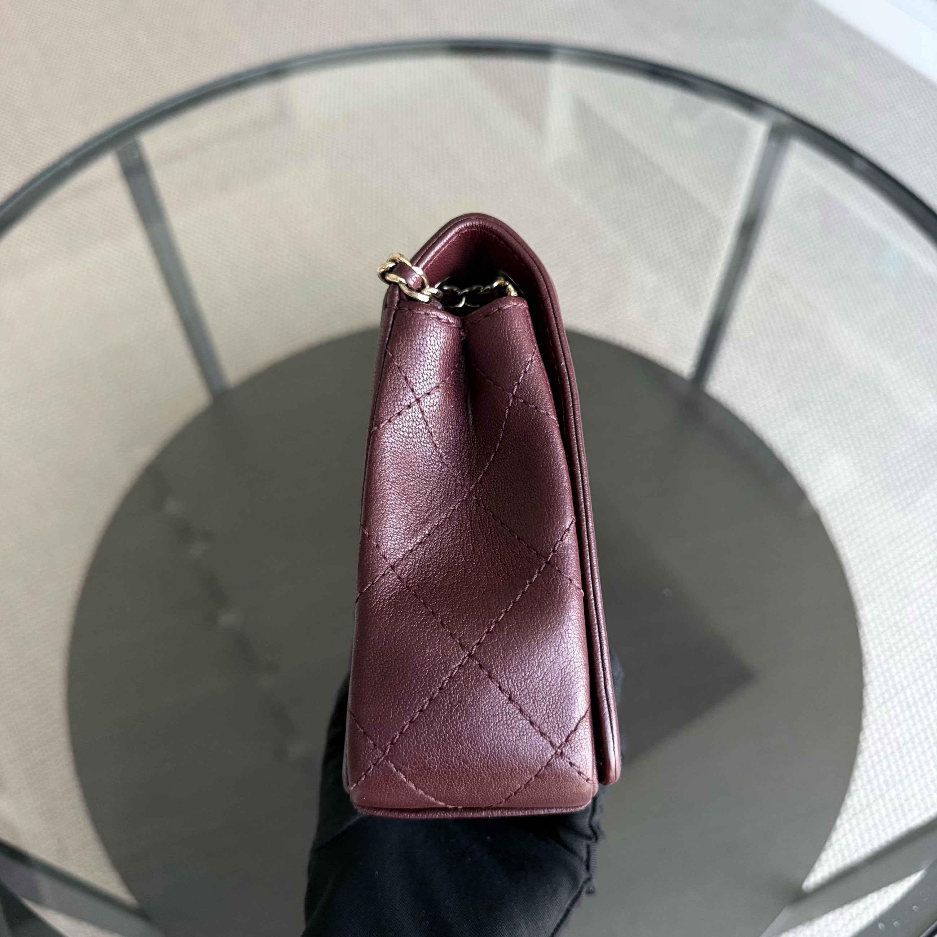 Chanel Mademoiselle Seasonal Flap - 25CM Quilted Lambskin Burgundy Gold Hardware Series 23