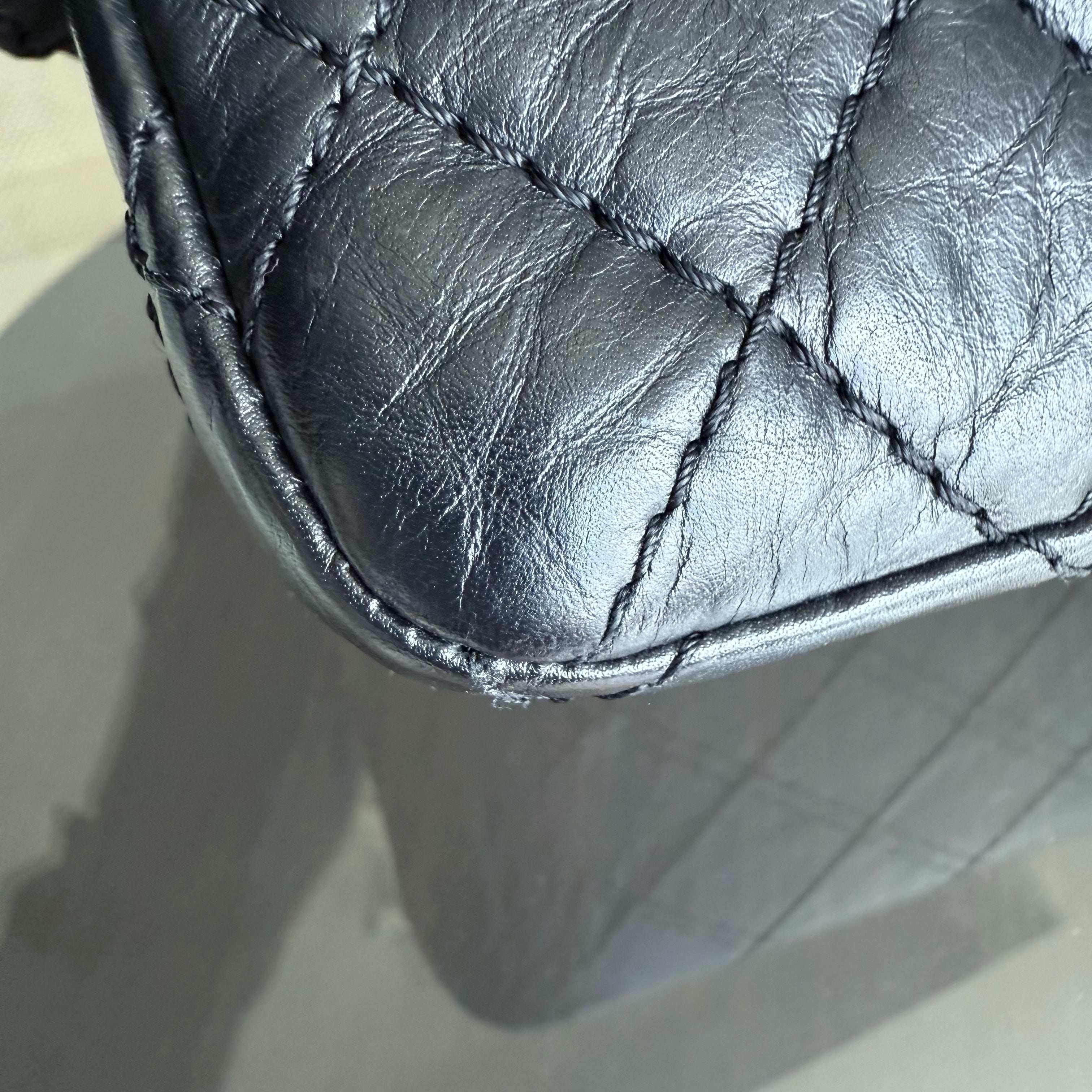Chanel Reissue 2.55 Medium 225 - 24CM Quilted Aged Calfskin Black Gold Hardware Series 12