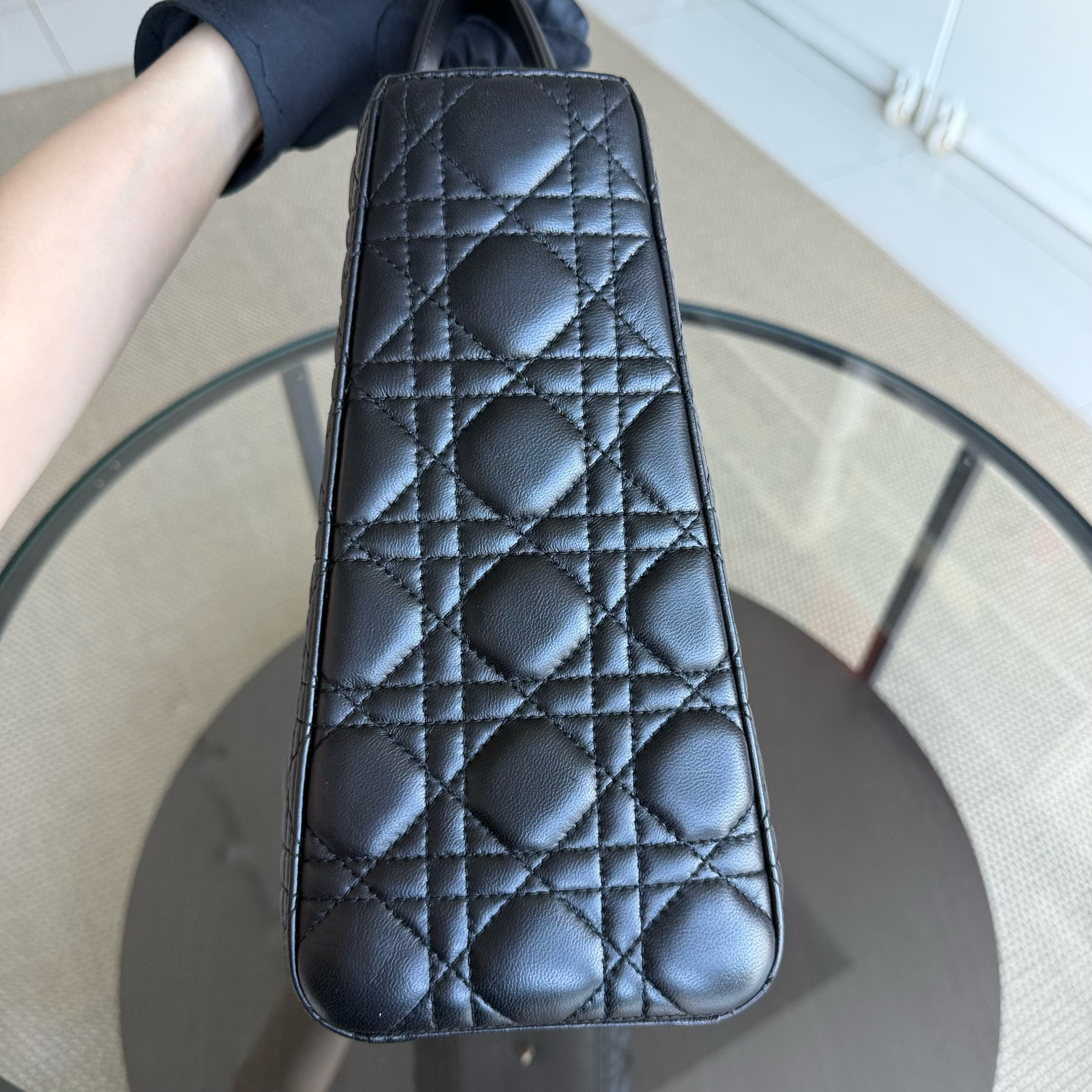 DIor Lady Large - Cannage Lambskin Black Gold Hardware NO STRAP