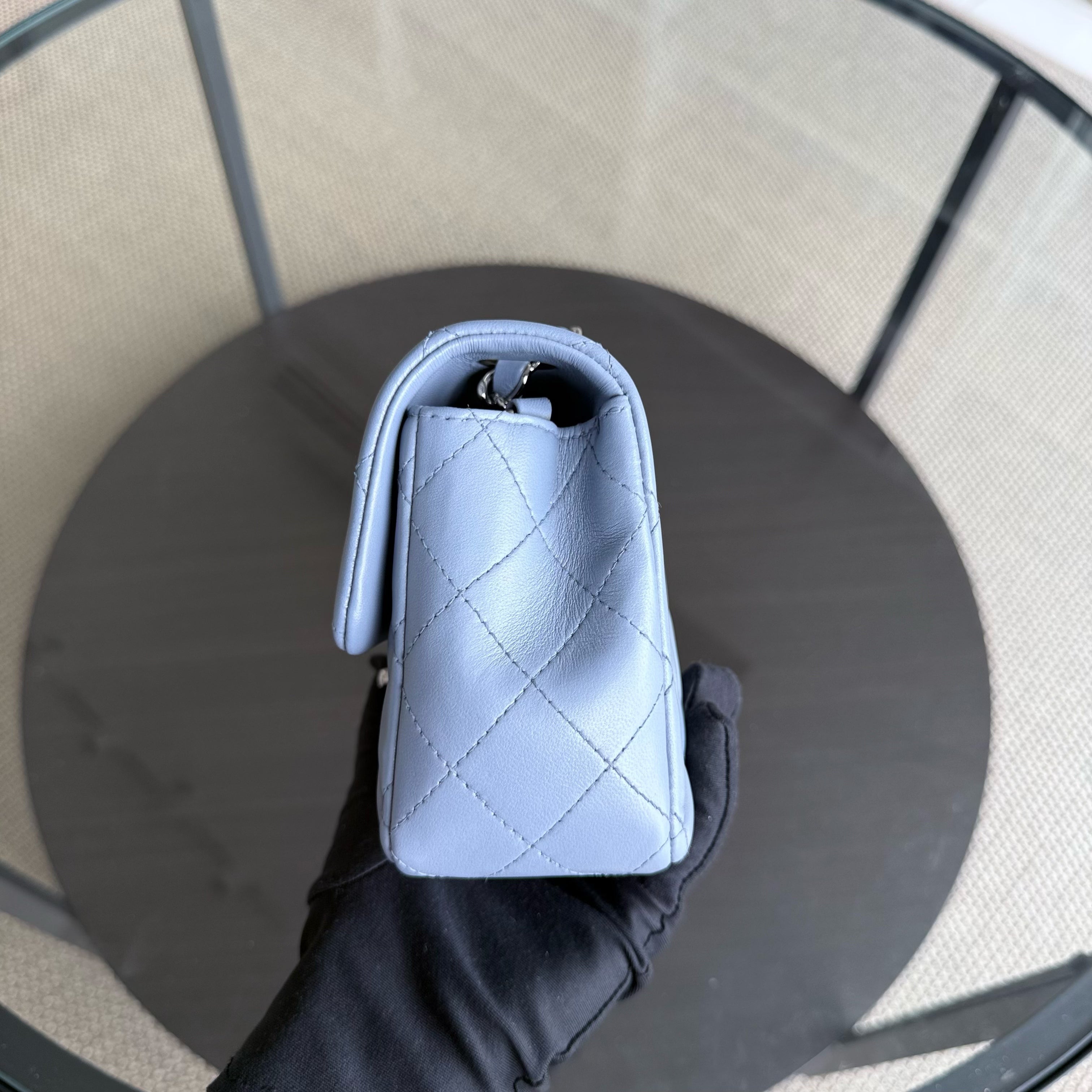 Chanel Classic Flap Mini - 20CM Quilted Lambskin Blue Silver Hardware Series 16