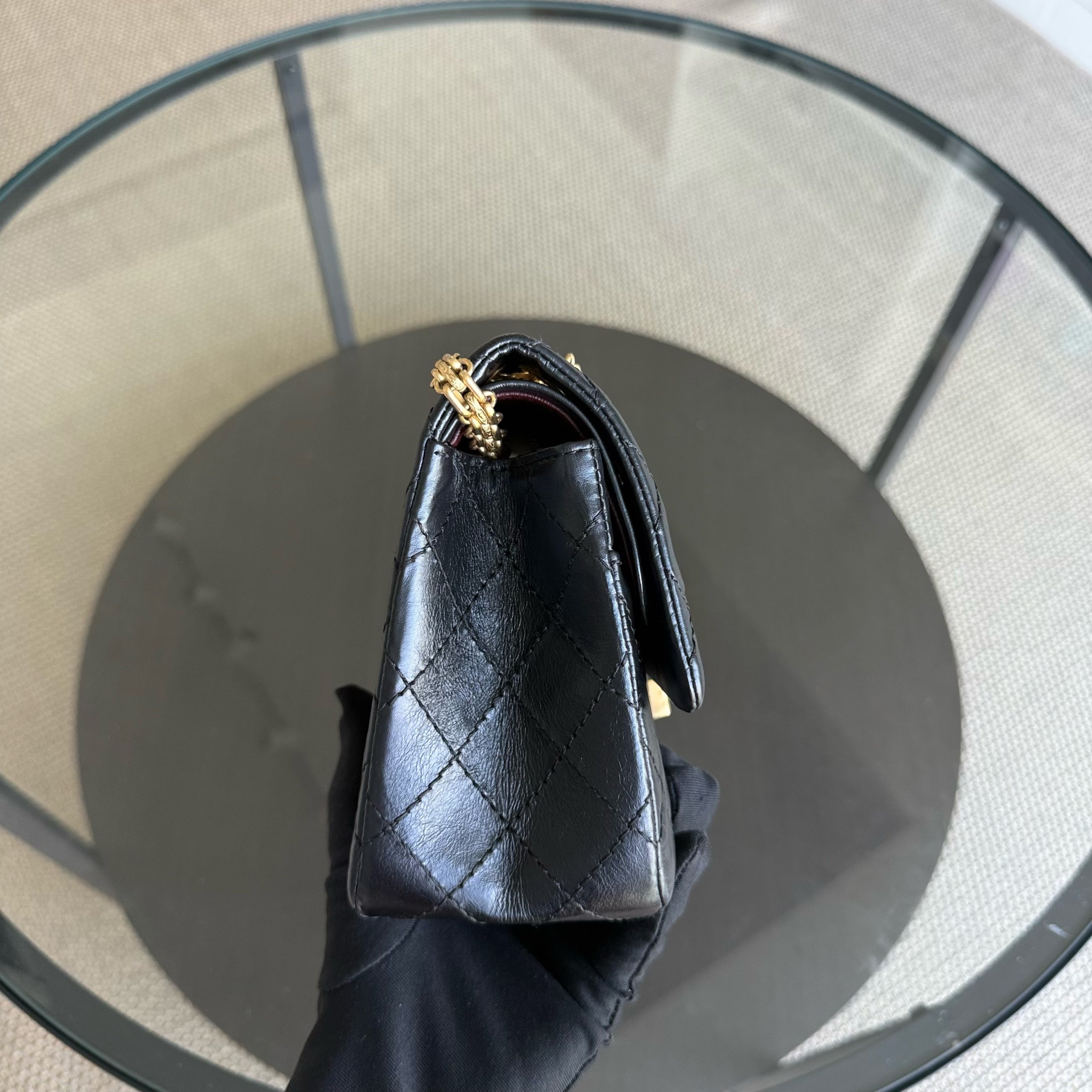 Chanel Reissue 2.55 Medium 225 - 24CM Quilted Aged Calfskin Black Gold Hardware Series 12