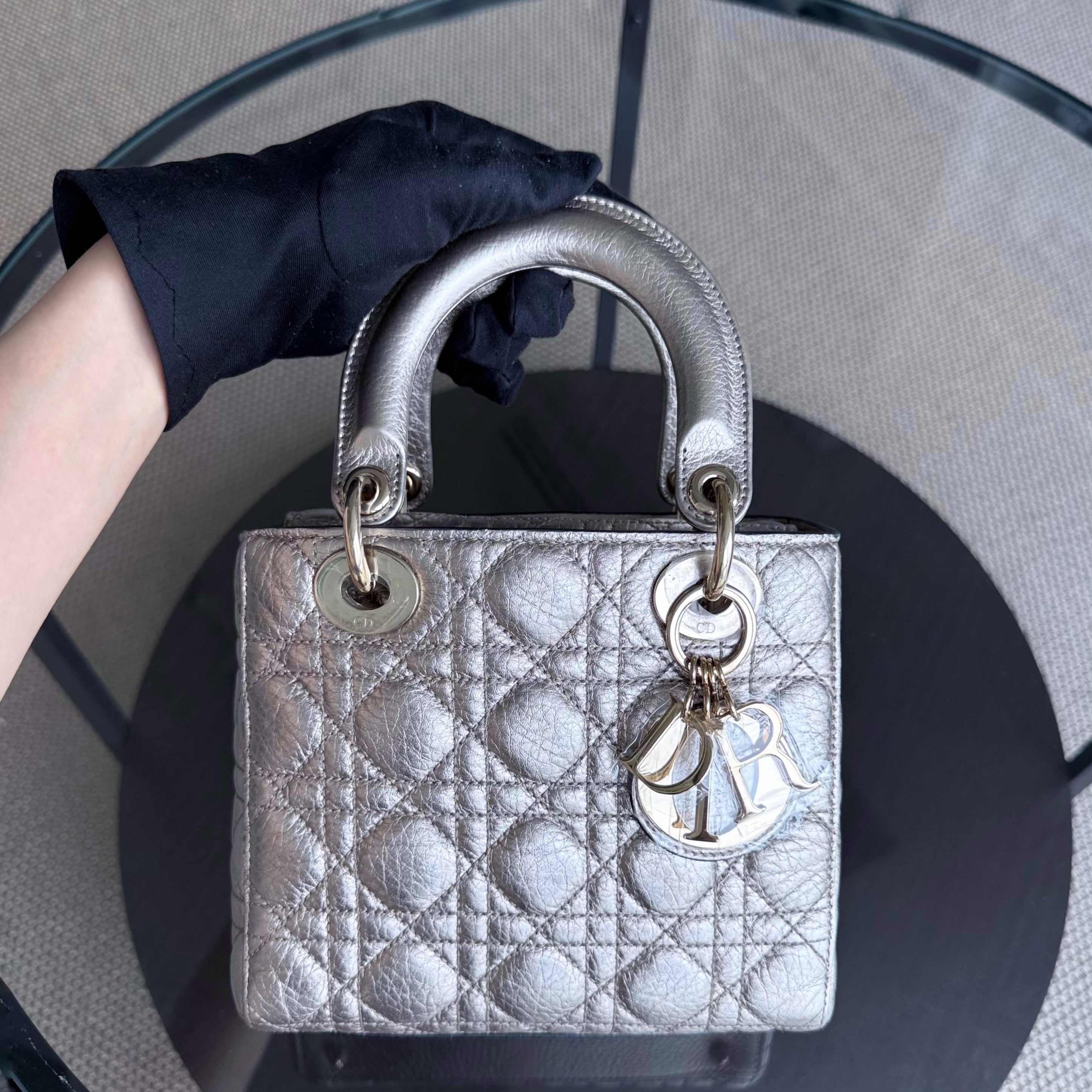 Dior Lady Small - Cannage Gold Calfskin Gold Hardware