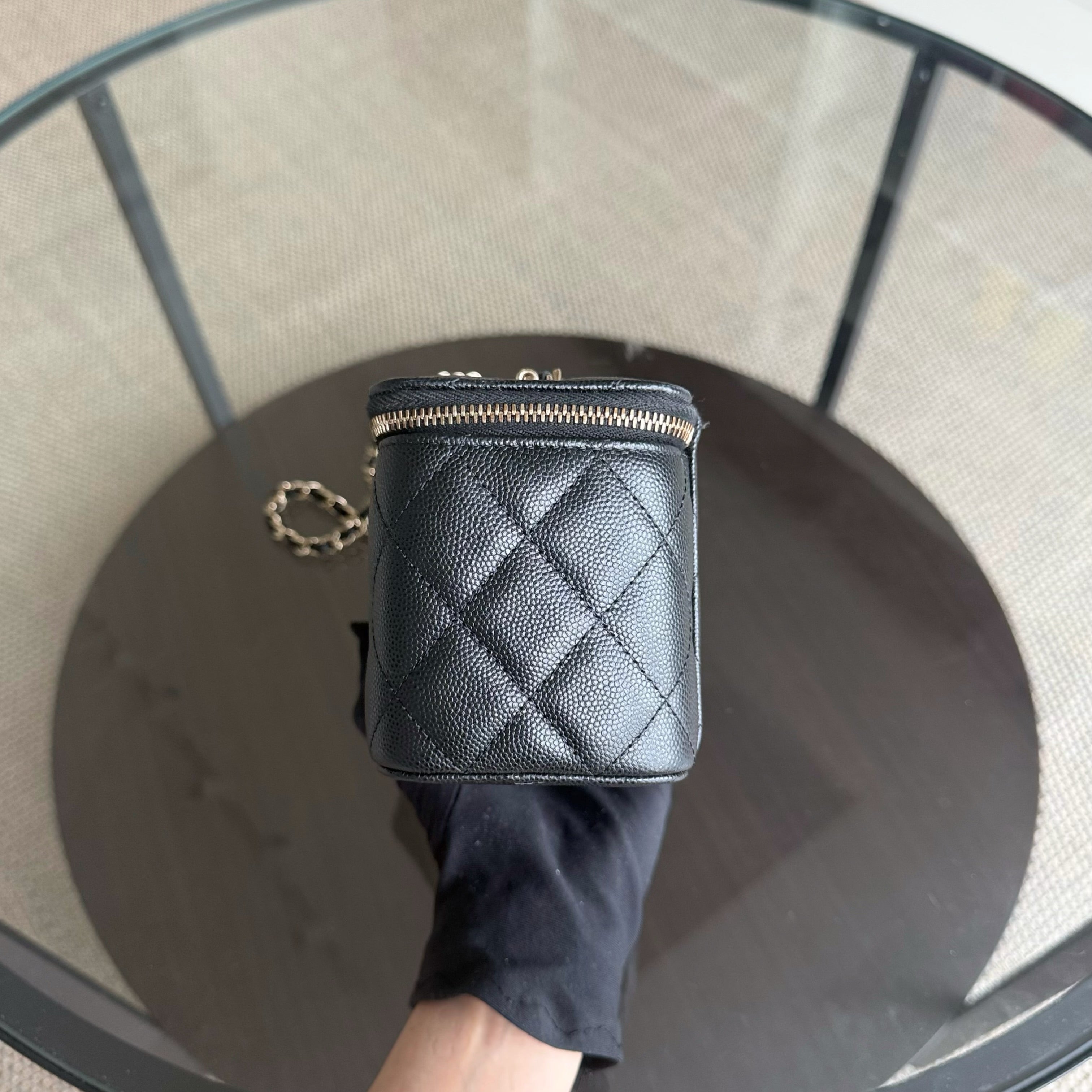 Chanel Long Vanity Classic Quilted Caviar Small Black LGHW Series 31