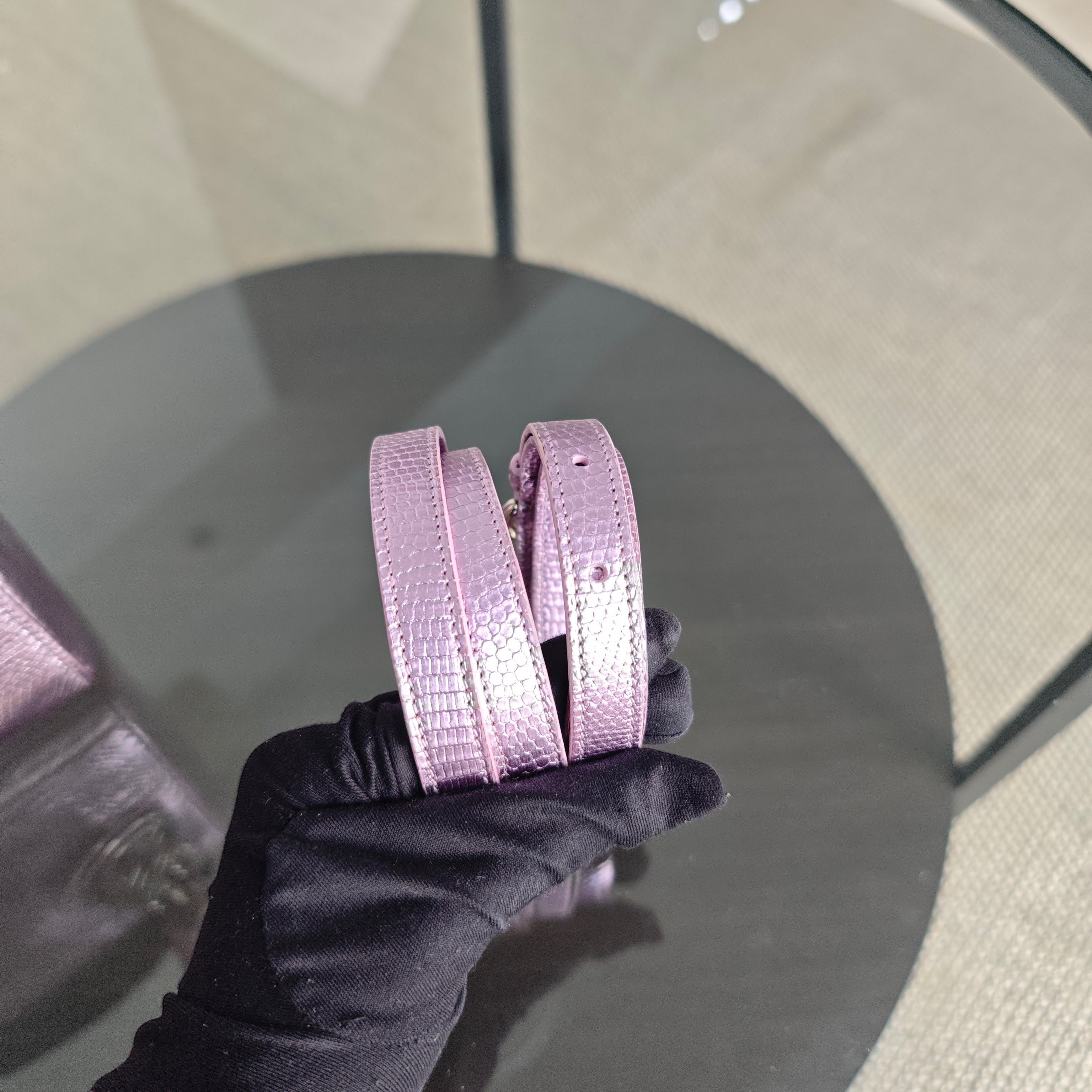 Dior Lady Mini - Exotic Lizard Light Purple Silver Hardware
