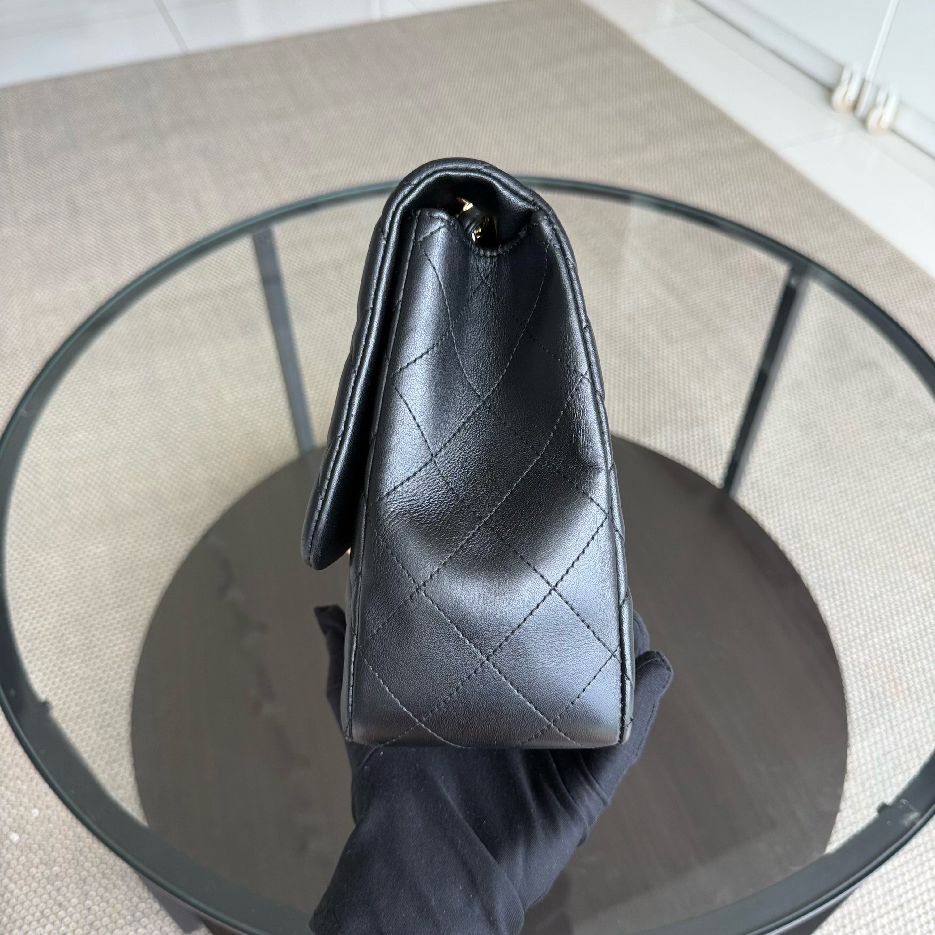 Chanel Classic Flap Jumbo - 30CM Single Flap Quilted Lambskin Black Gold Hardware Series 14