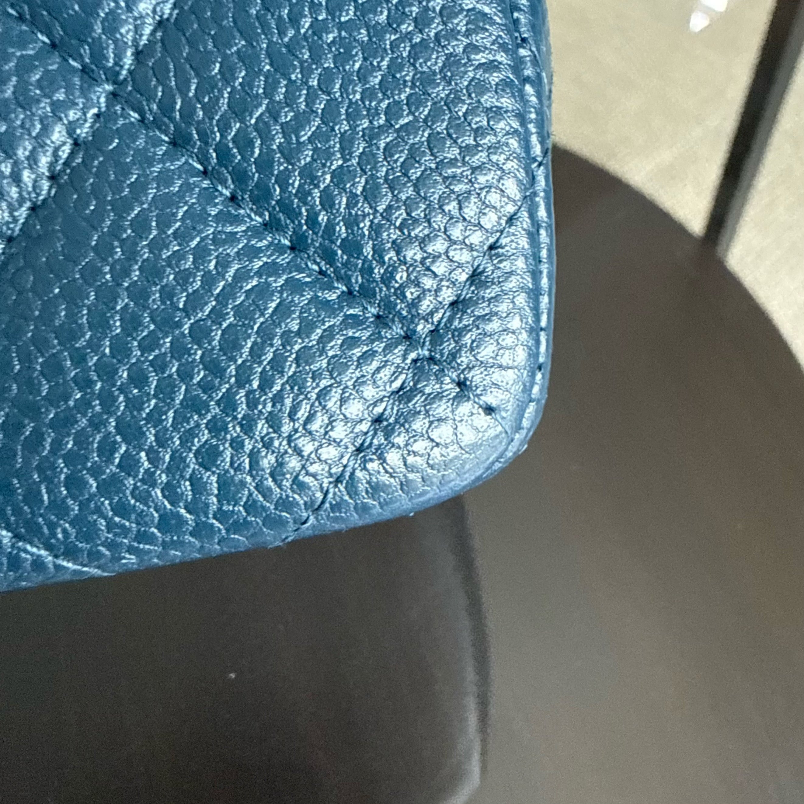 Chanel Classic Flap Jumbo - Caviar 30CM Double Flap Quilted Blue Silver Hardware& Chanel 2.55 Reissue Chevron Gray Grey Gold Hardware