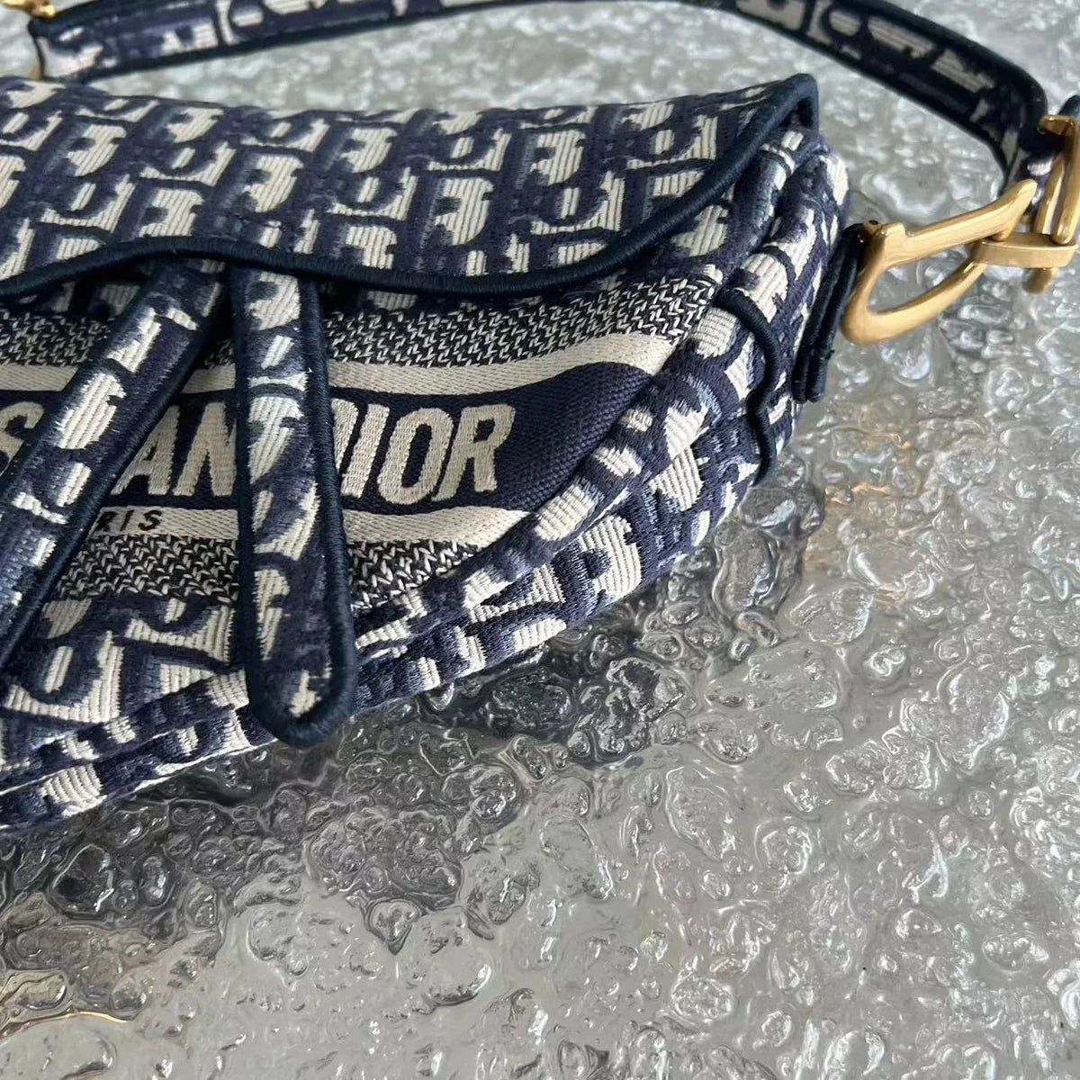 Dior Saddle Medium - Oblique Canvas Monogram Dark Blue Gold Hardware