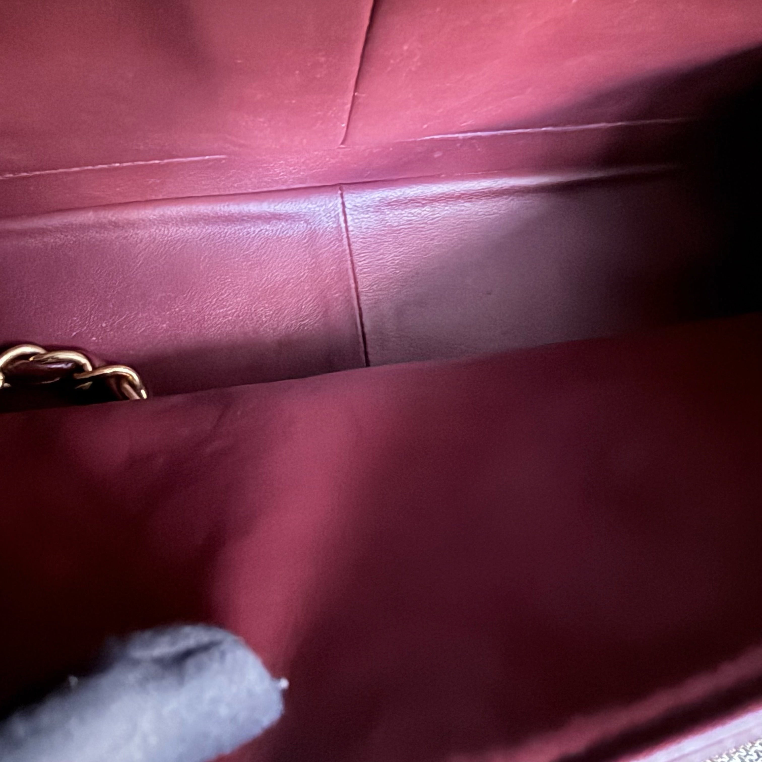 Chanel Classic Flap Jumbo - Caviar 30CM Double Flap Quilted Burgundy Gold Hardware series 21
