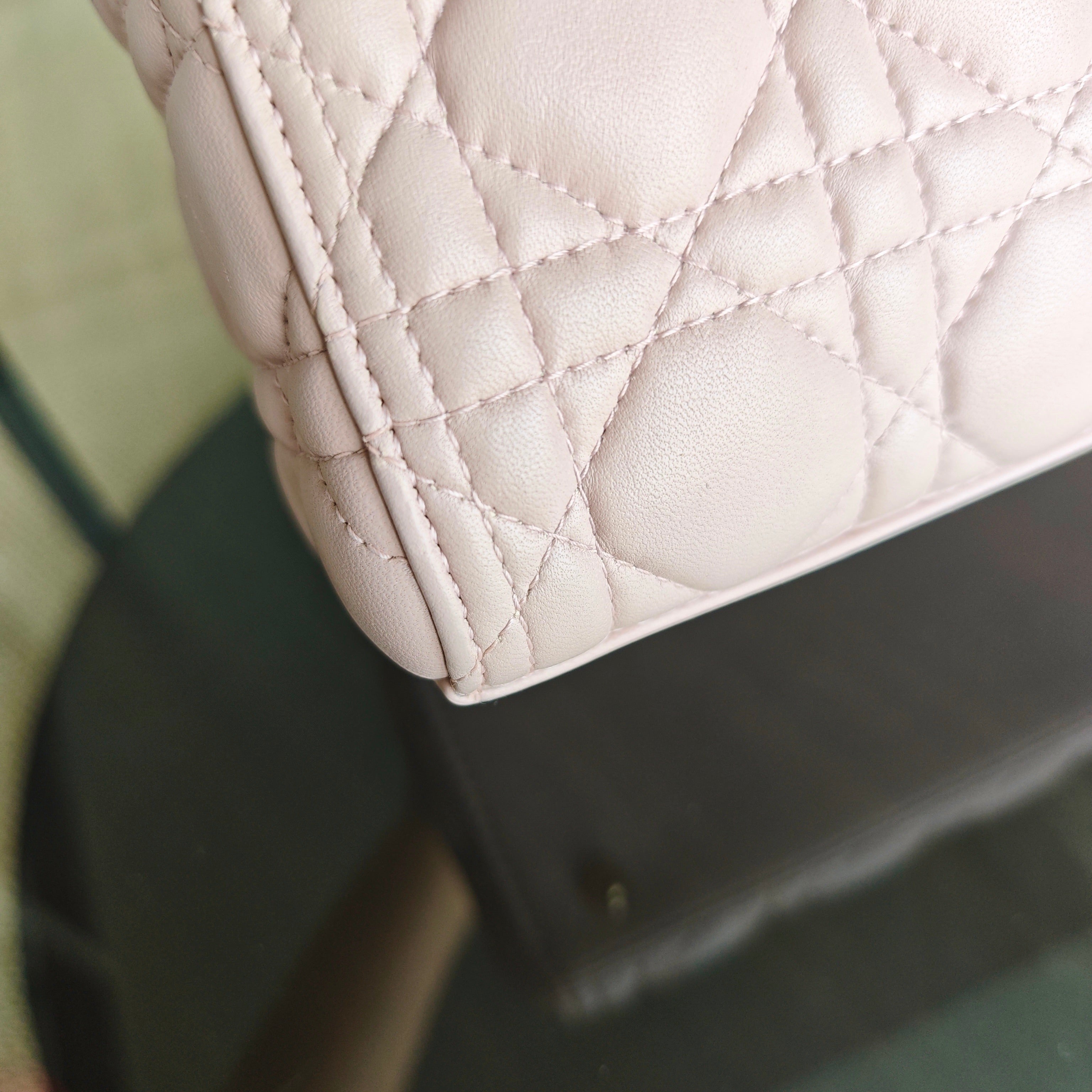 Dior Lady Medium Cannage Lambskin Light Pink Gold Hardware