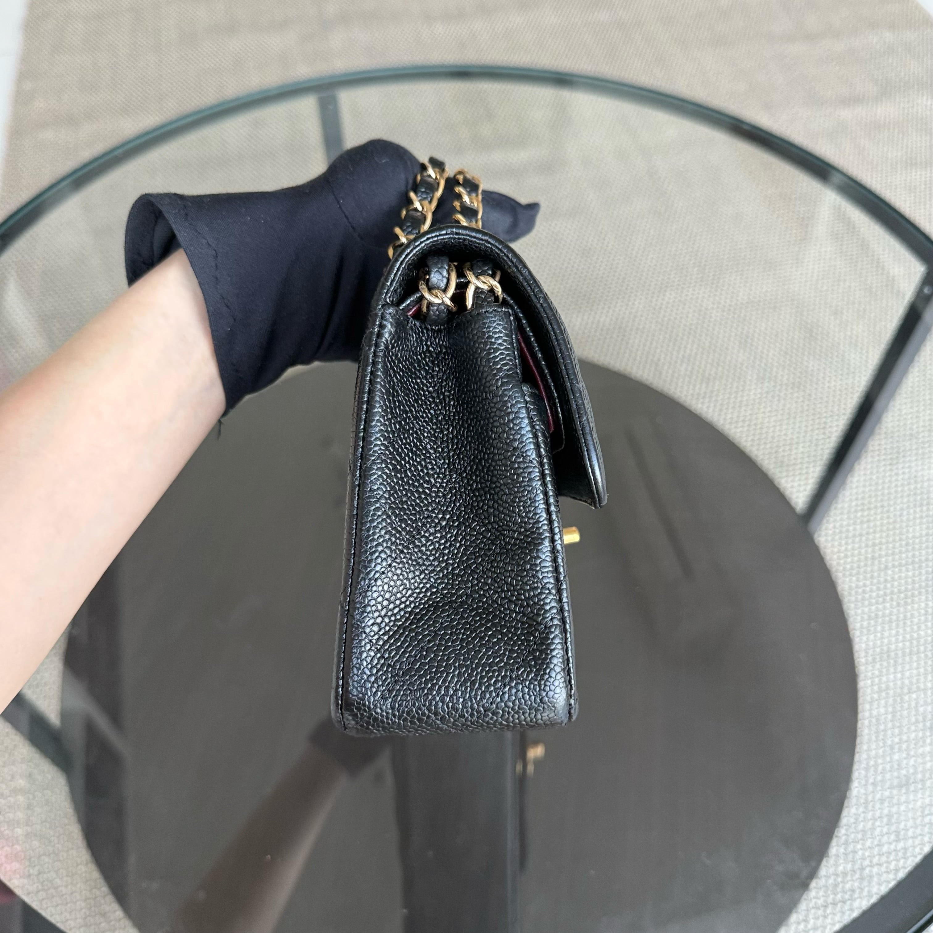 Chanel Classic Flap Small - Caviar 23CM Quilted Black Gold Hardware Series 16