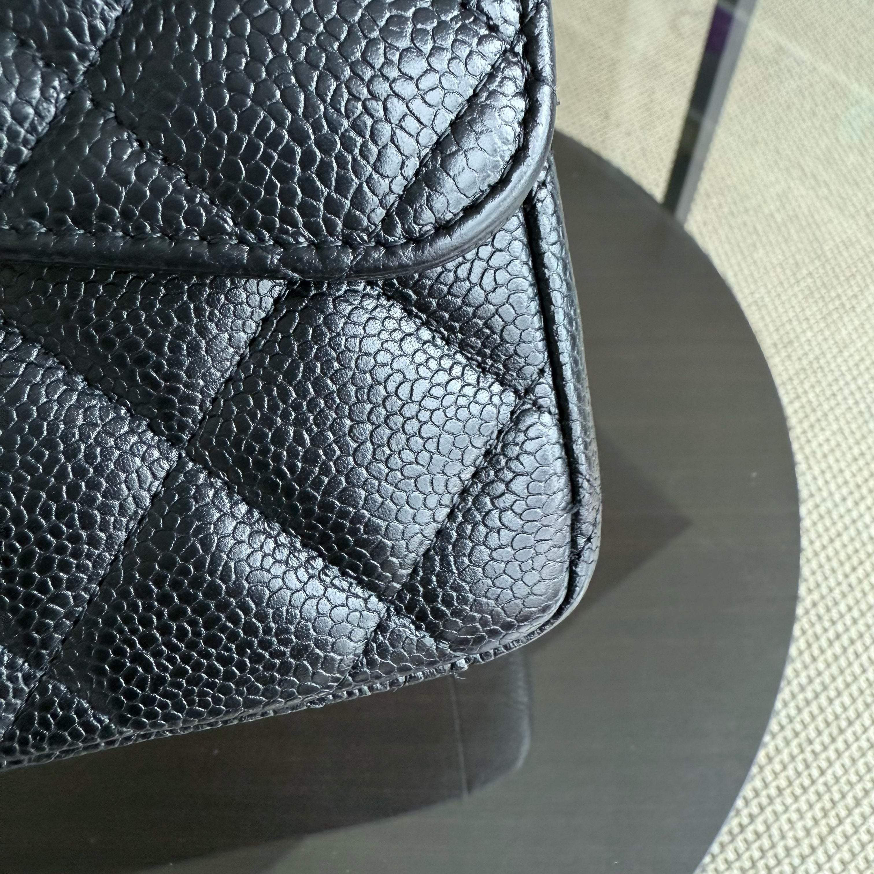 Chanel Classic Flap Maxi - Caviar 33CM Single Flap Black Gold Hardware Series 13