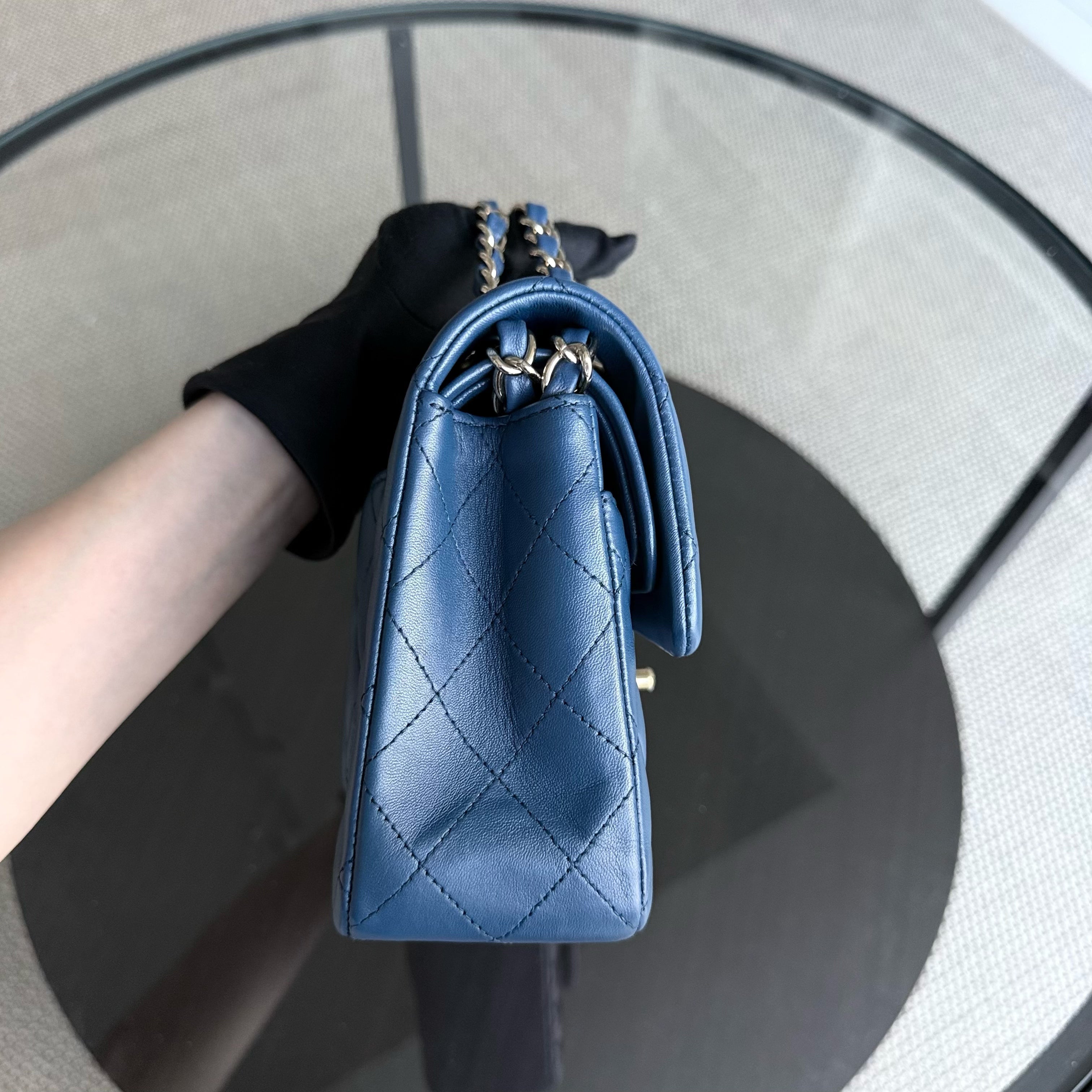 Chanel Classic Flap Small - 23CM Quilted Lambskin Blue Gold Hardware Series 25