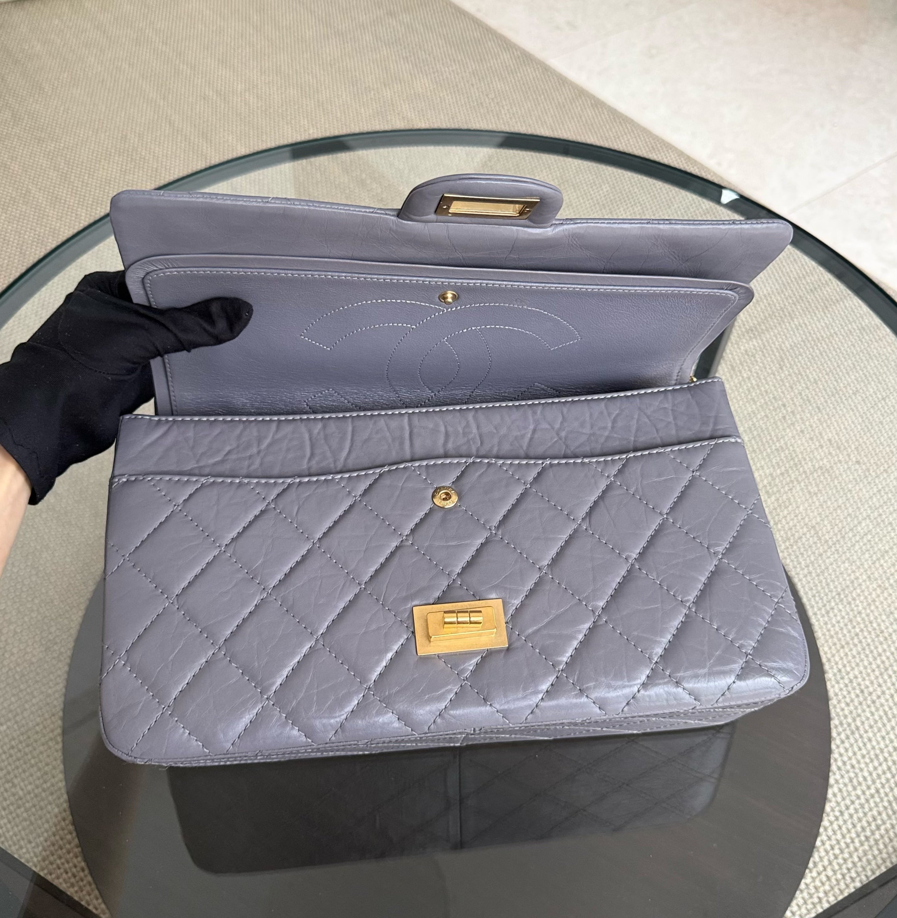 Chanel 2.55 Reissue 227 - Quilted Aged Calfskin Lavender Gold Hardware Series 14