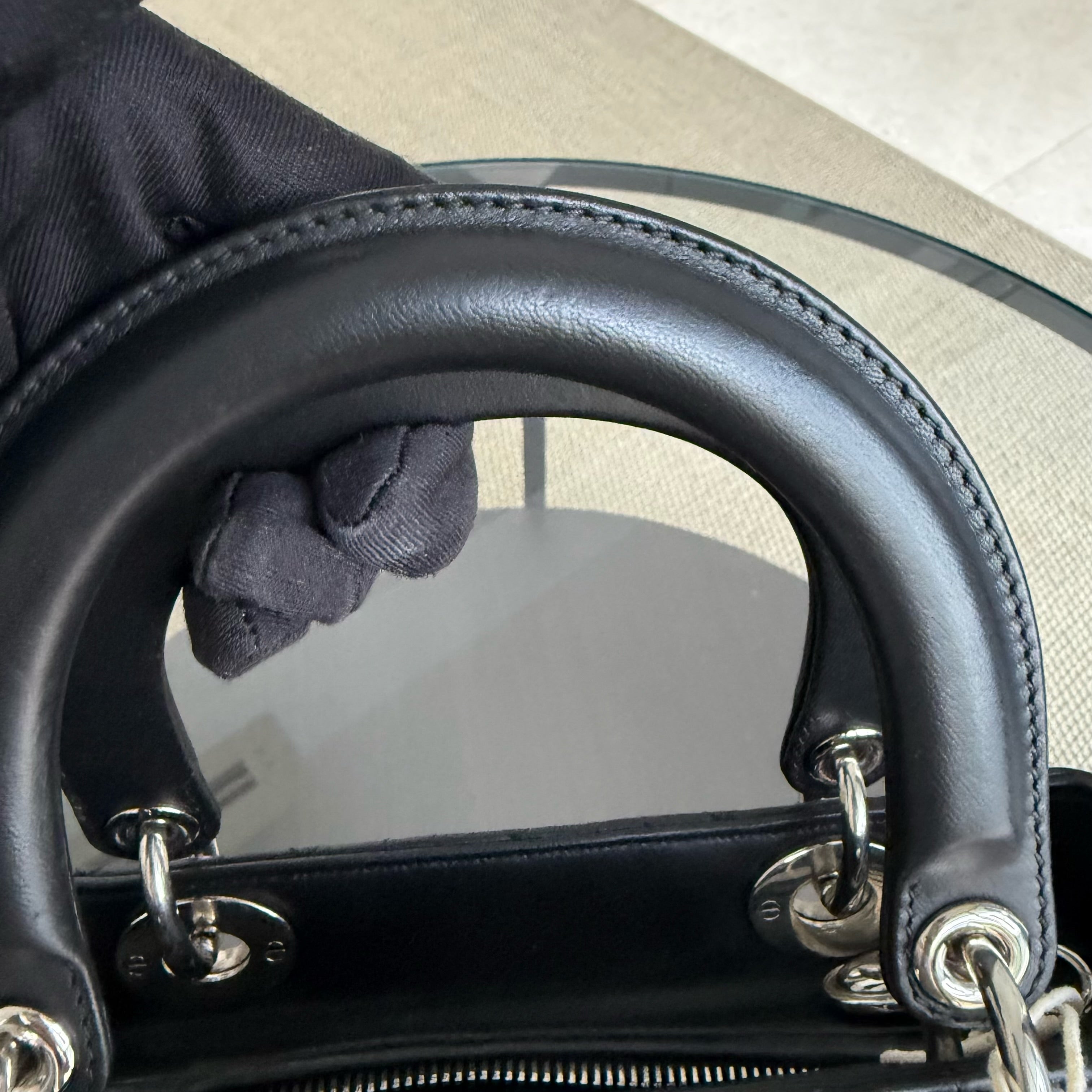 Dior Lady Medium - Cannage Lambskin Black Silver Hardware
