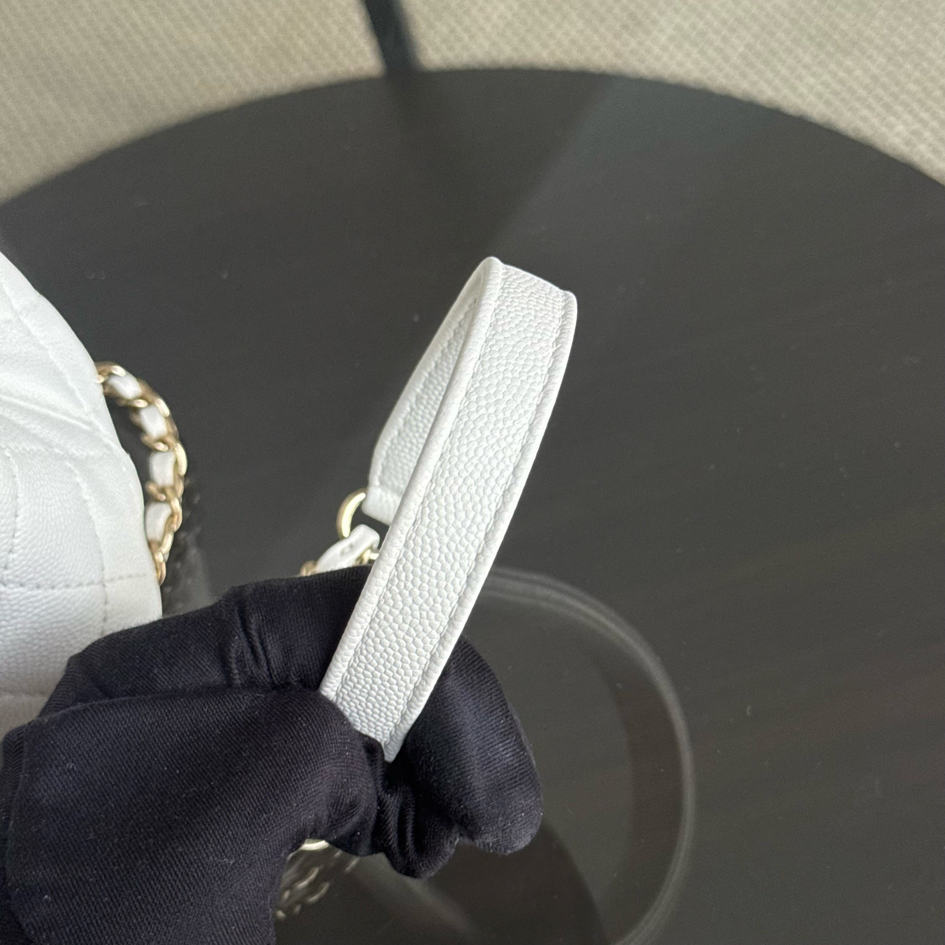 Chanel Coco Handle Small - 24CM Caviar Quilted White Gold Hardware Microchip