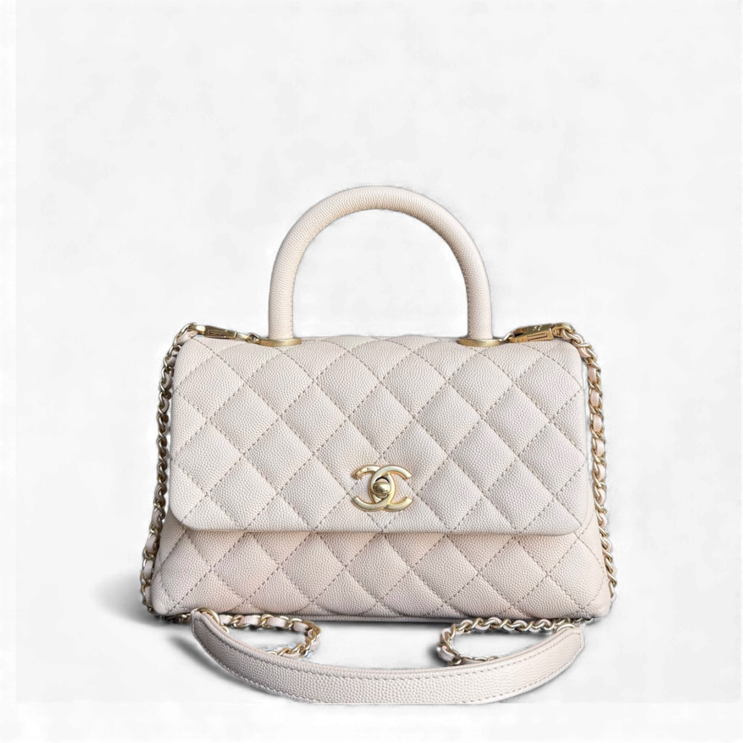 Chanel Coco Handle Small - Caviar Quilted Beige Gold Hardware Series 24