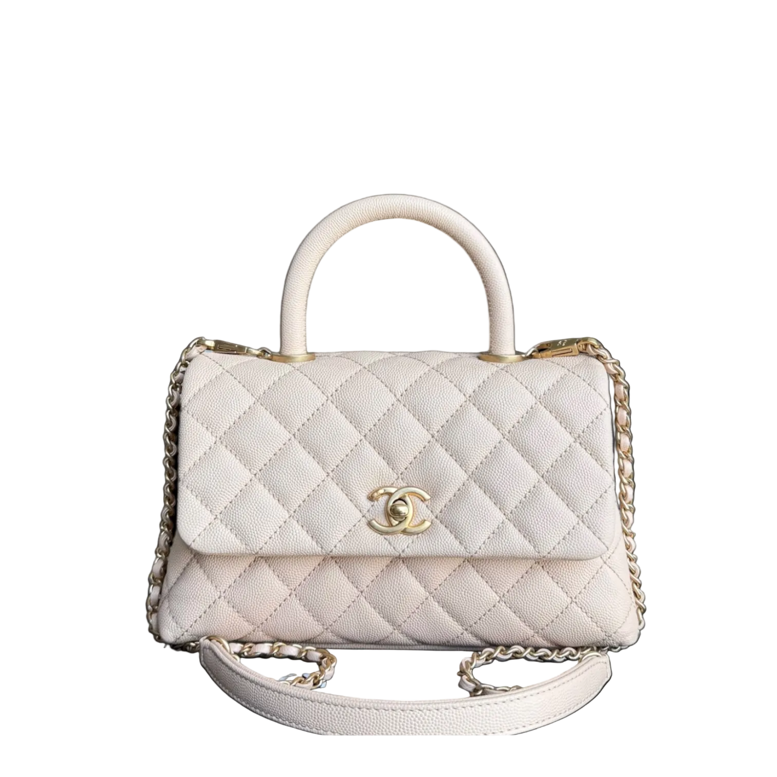 Chanel Coco Handle Small - Caviar Quilted Beige Gold Hardware Series 24