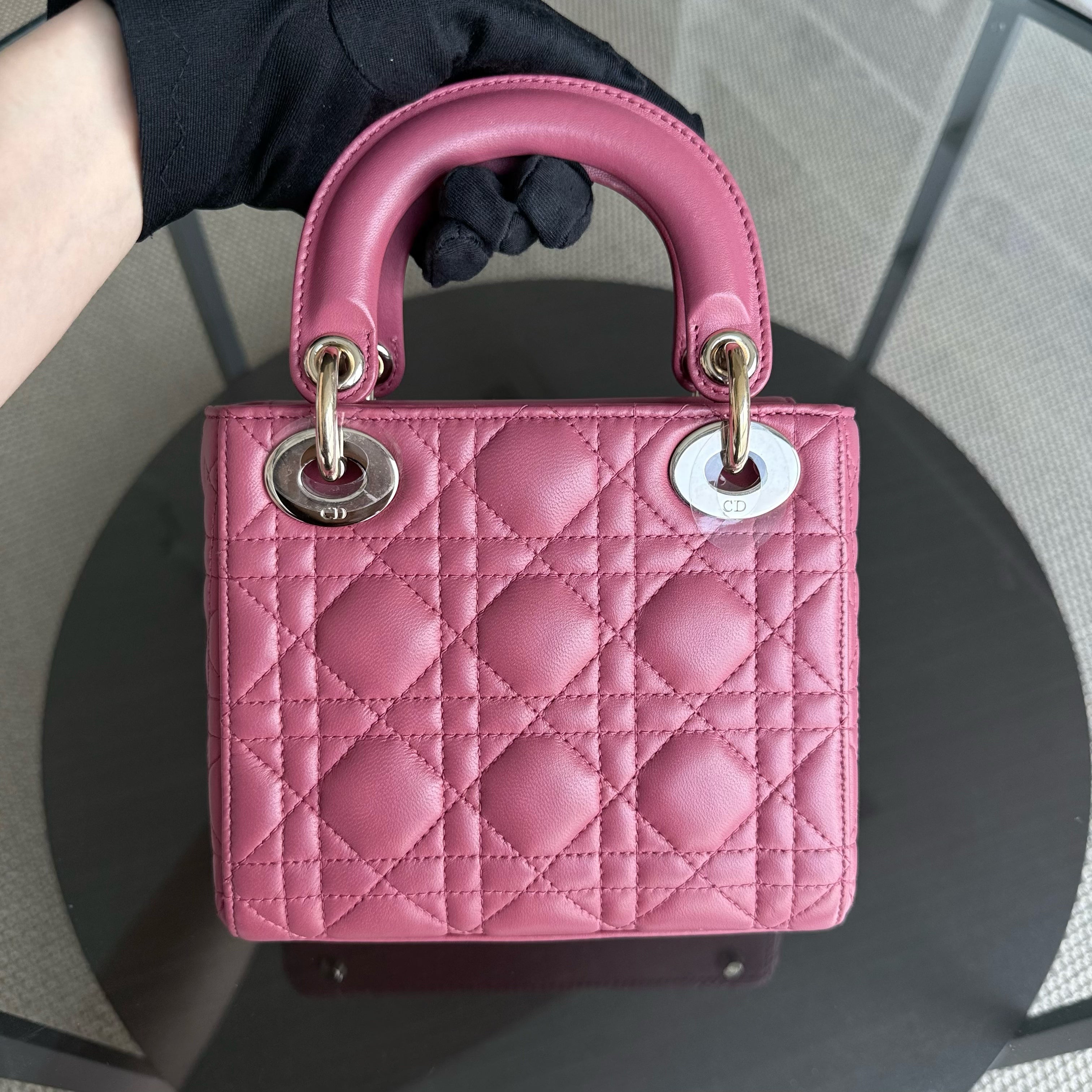Dior Lady Mini - New Version All Pink Cannage Flap Bag Gold Hardware