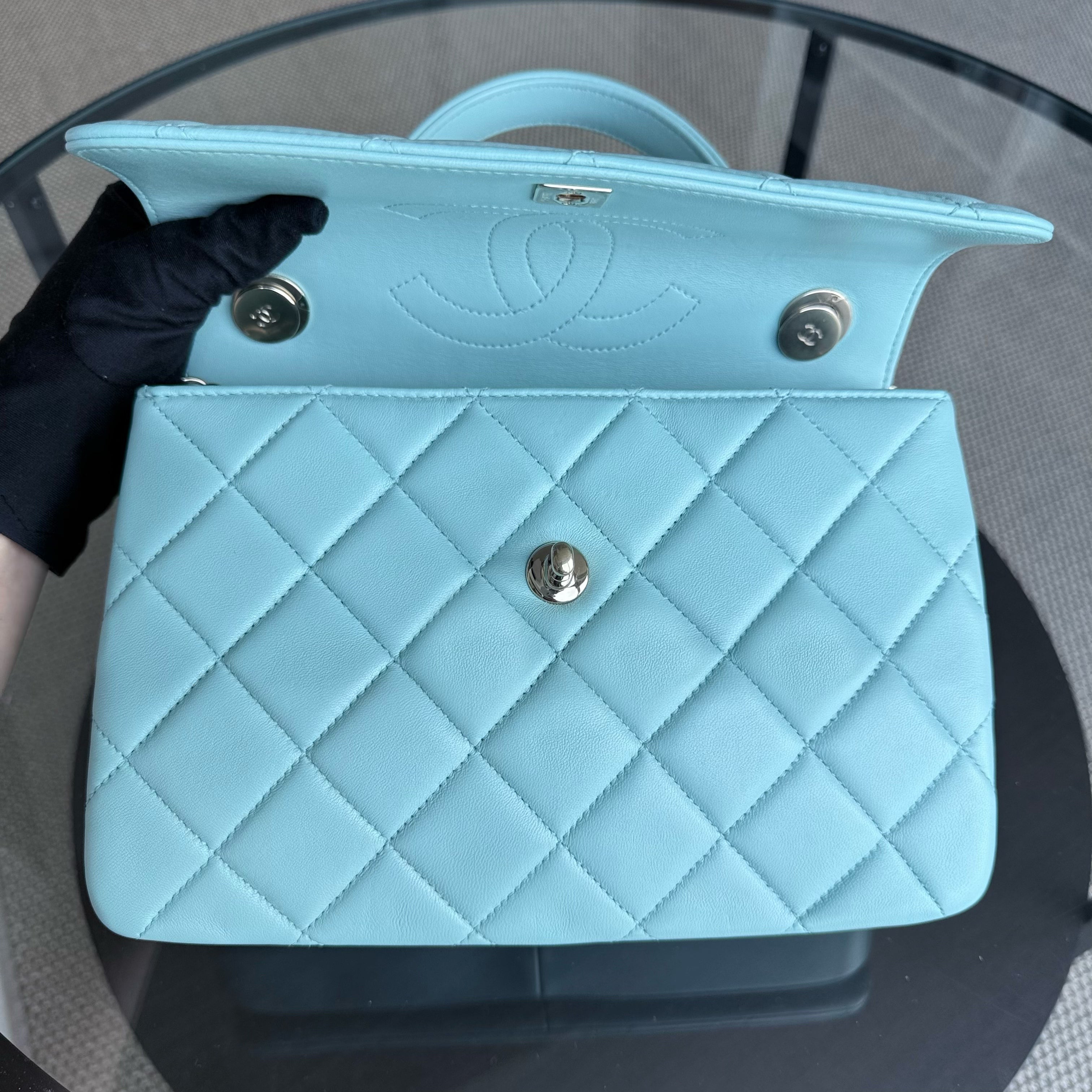 Chanel Trendy CC Small - Quilted Lambskin Light Blue Gold Hardware Series 29