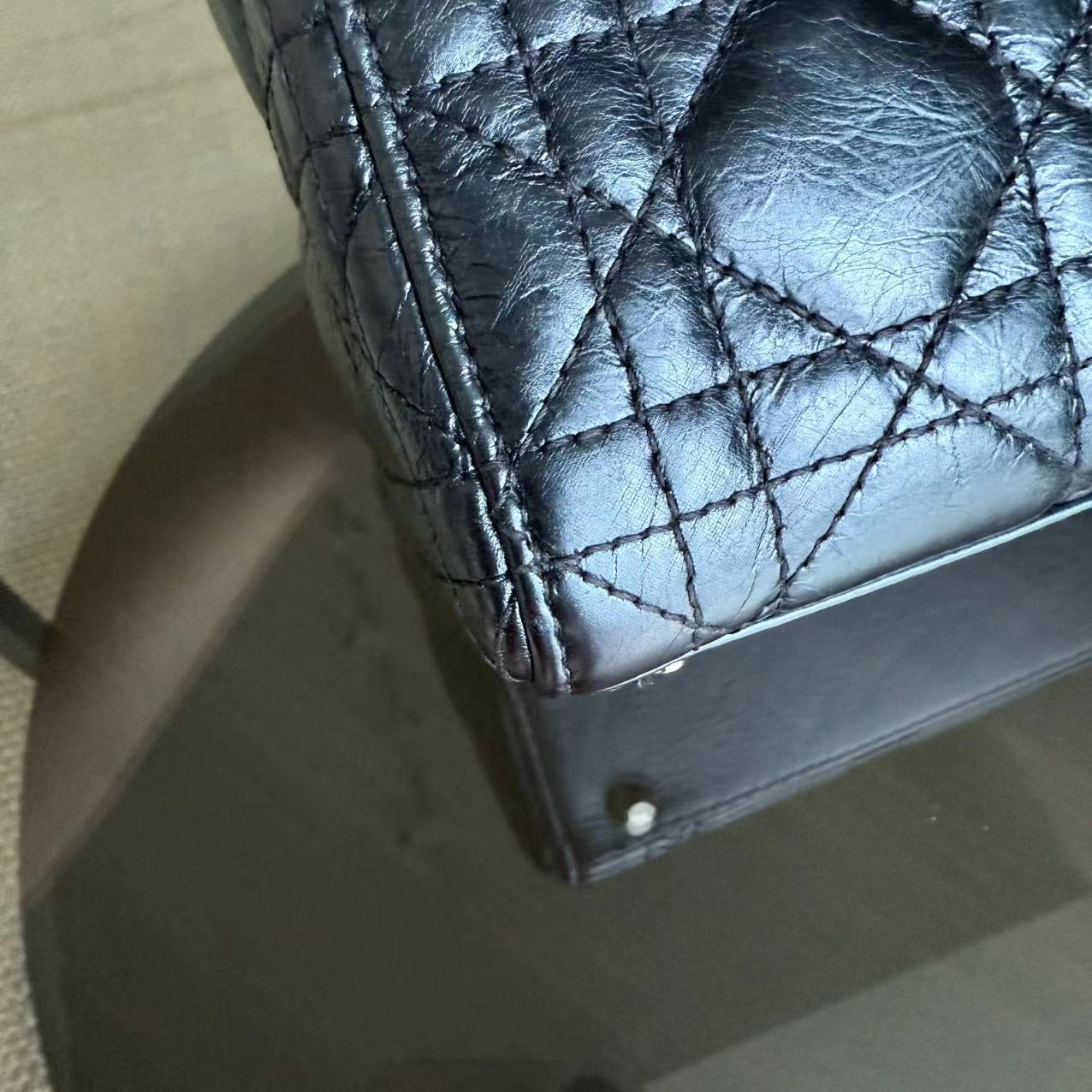 Dior Lady Mini - Glazed Calfskin Metallic Blue Silver Palladium Hardware