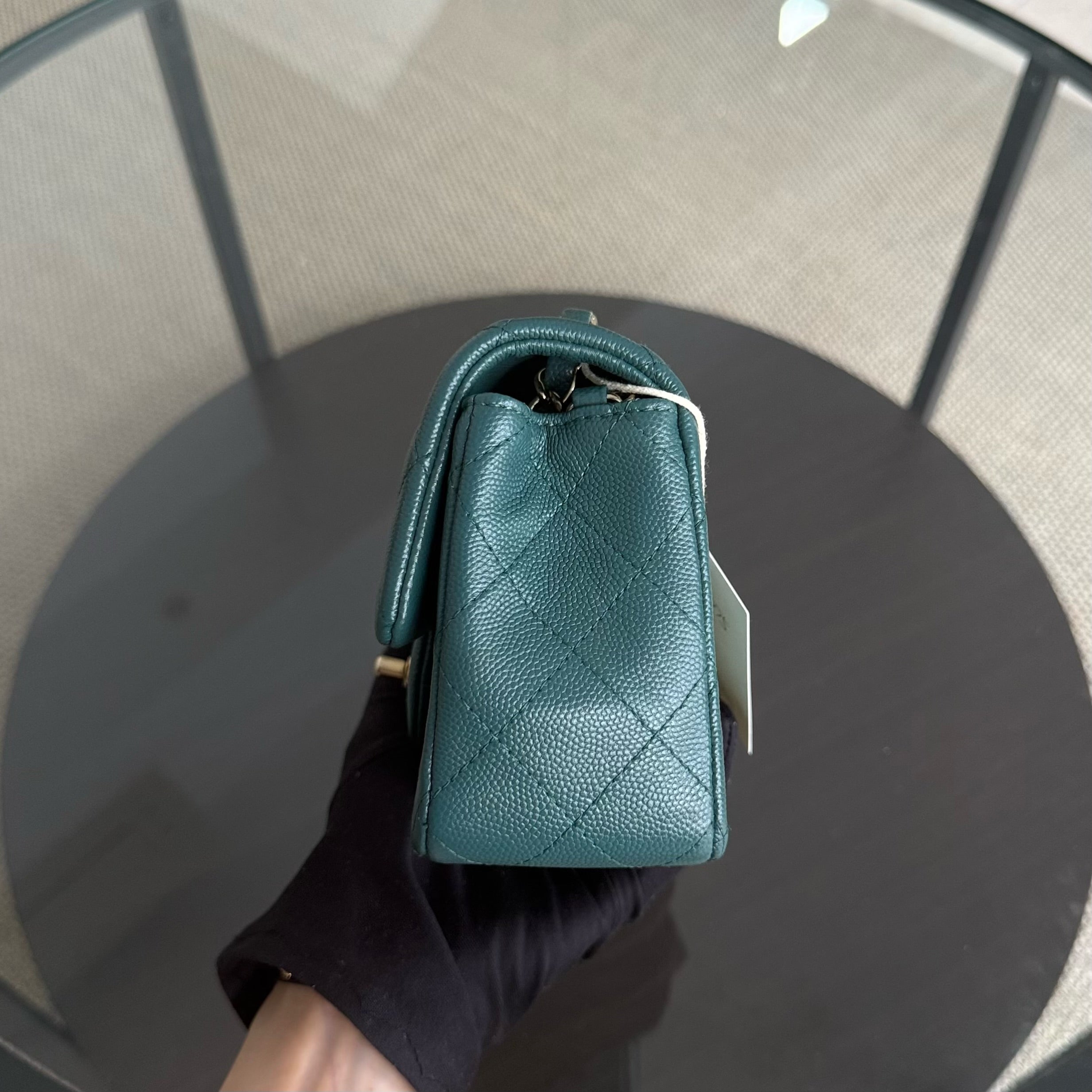Chanel Classic Flap Mini - Caviar 20CM Quilted Dark Green Gold Hardware Series 24