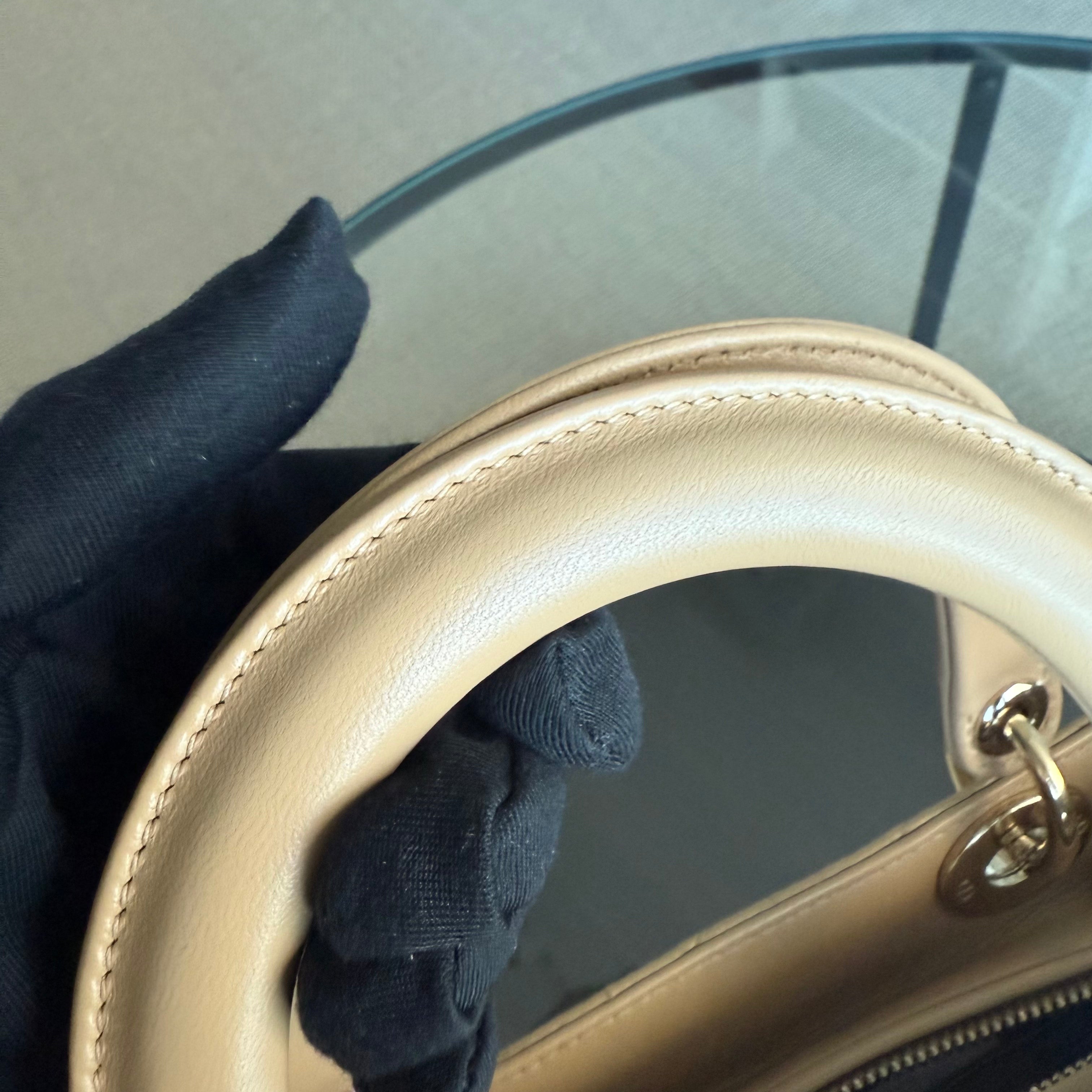 Dior Lady Medium - Cannage Lambskin Beige Gold Hardware