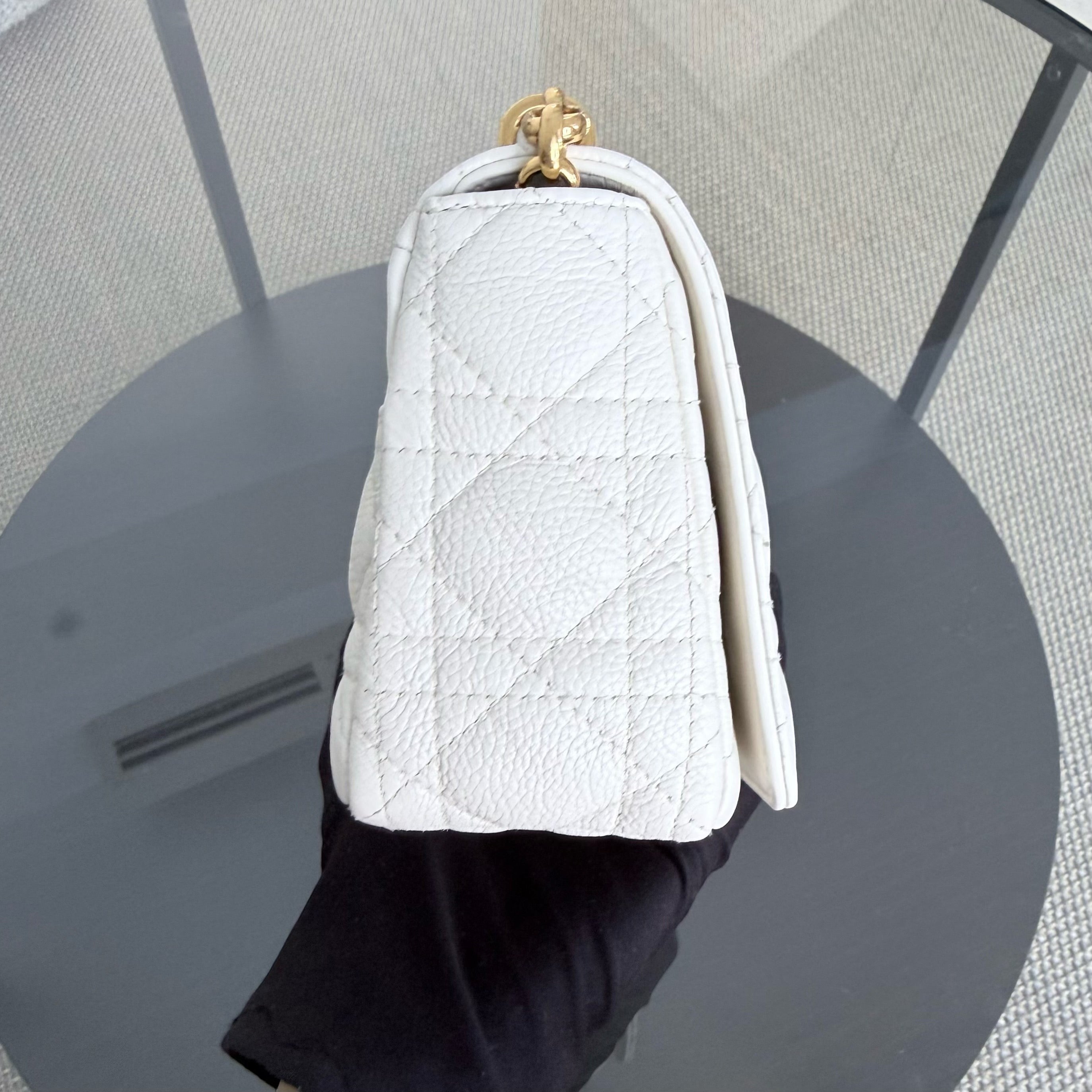 Dior Caro Small - Cannage Grained Calfskin White Gold Hardware