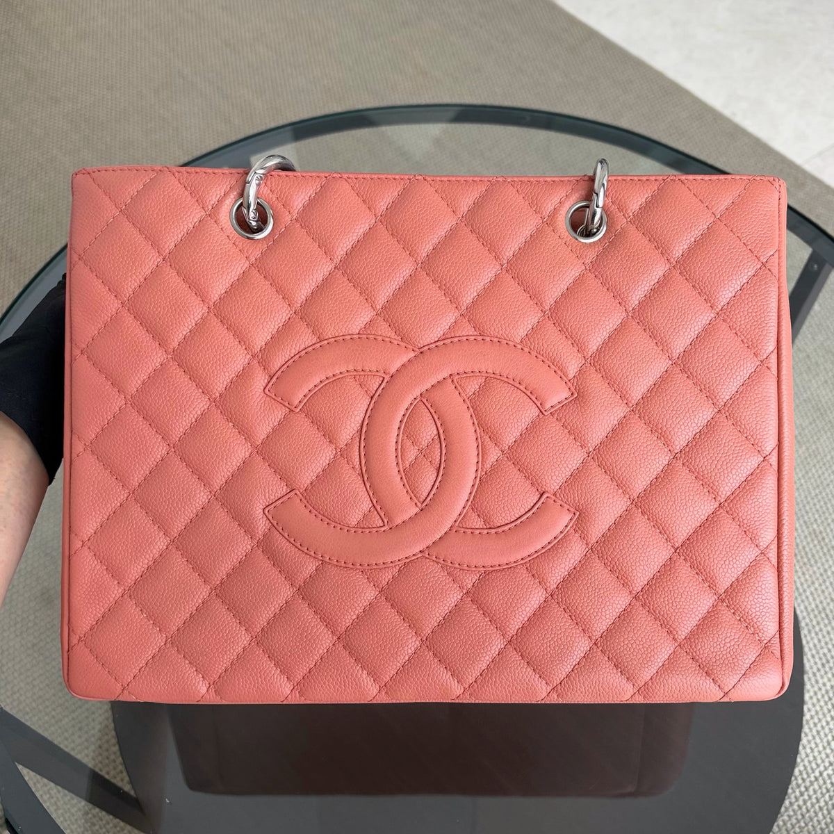 Chanel GST Grand Shopping Tote - Caviar Quilted Blush Silver Hardware Series 12