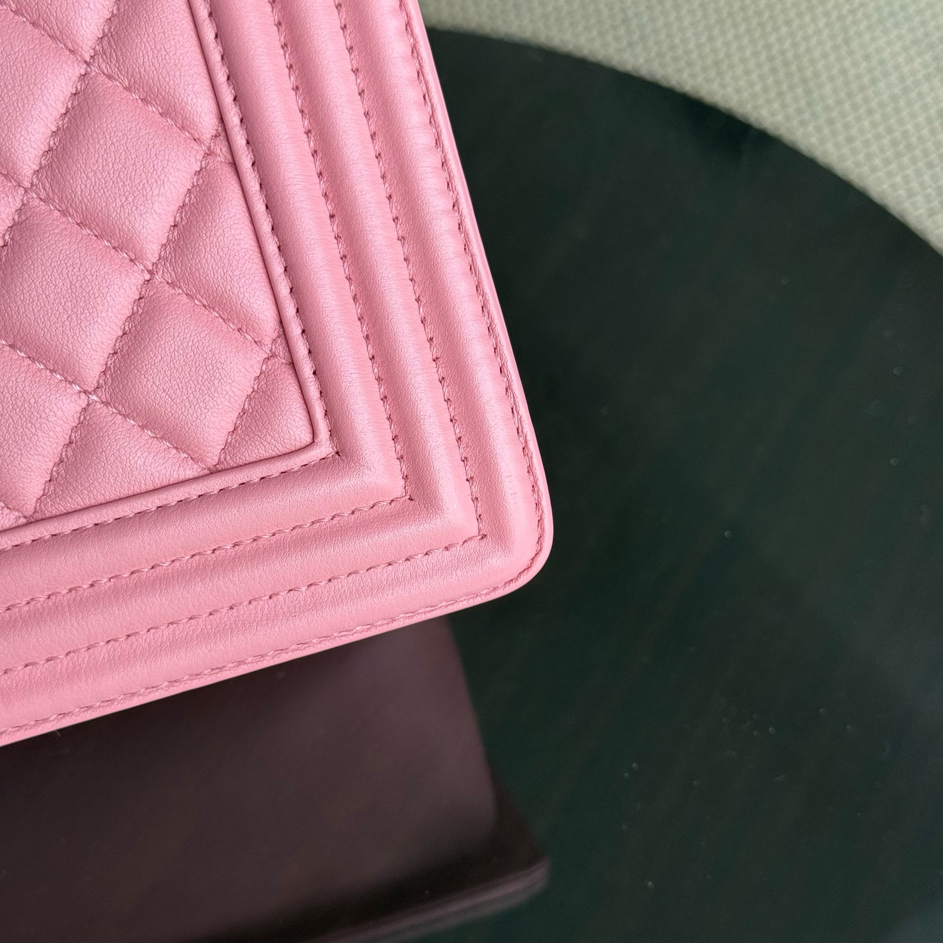 Chanel Boy Medium - 25CM Quilted Calfskin Pink Gold Hardware Series 27