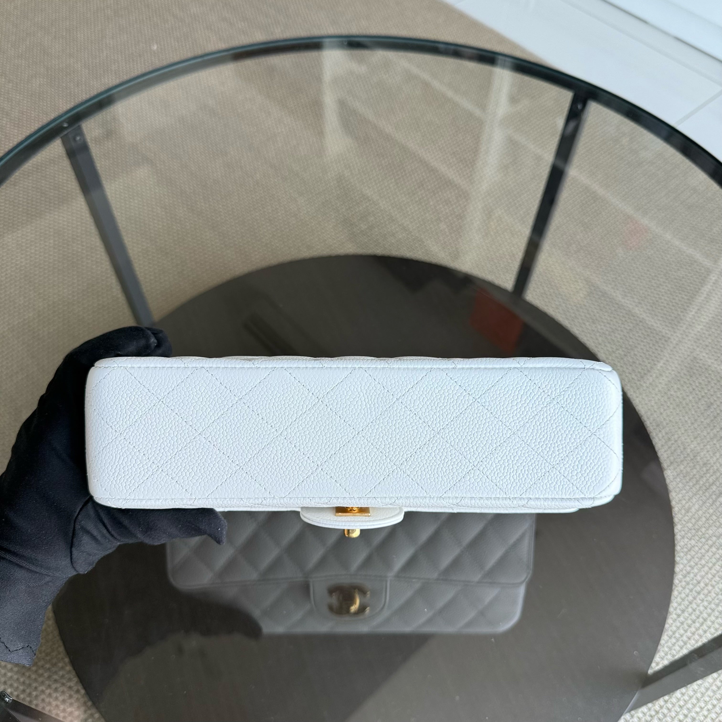 Chanel Classic Flap Medium - Caviar Quilted Grained Calfskin White Gold Hardware Series 14