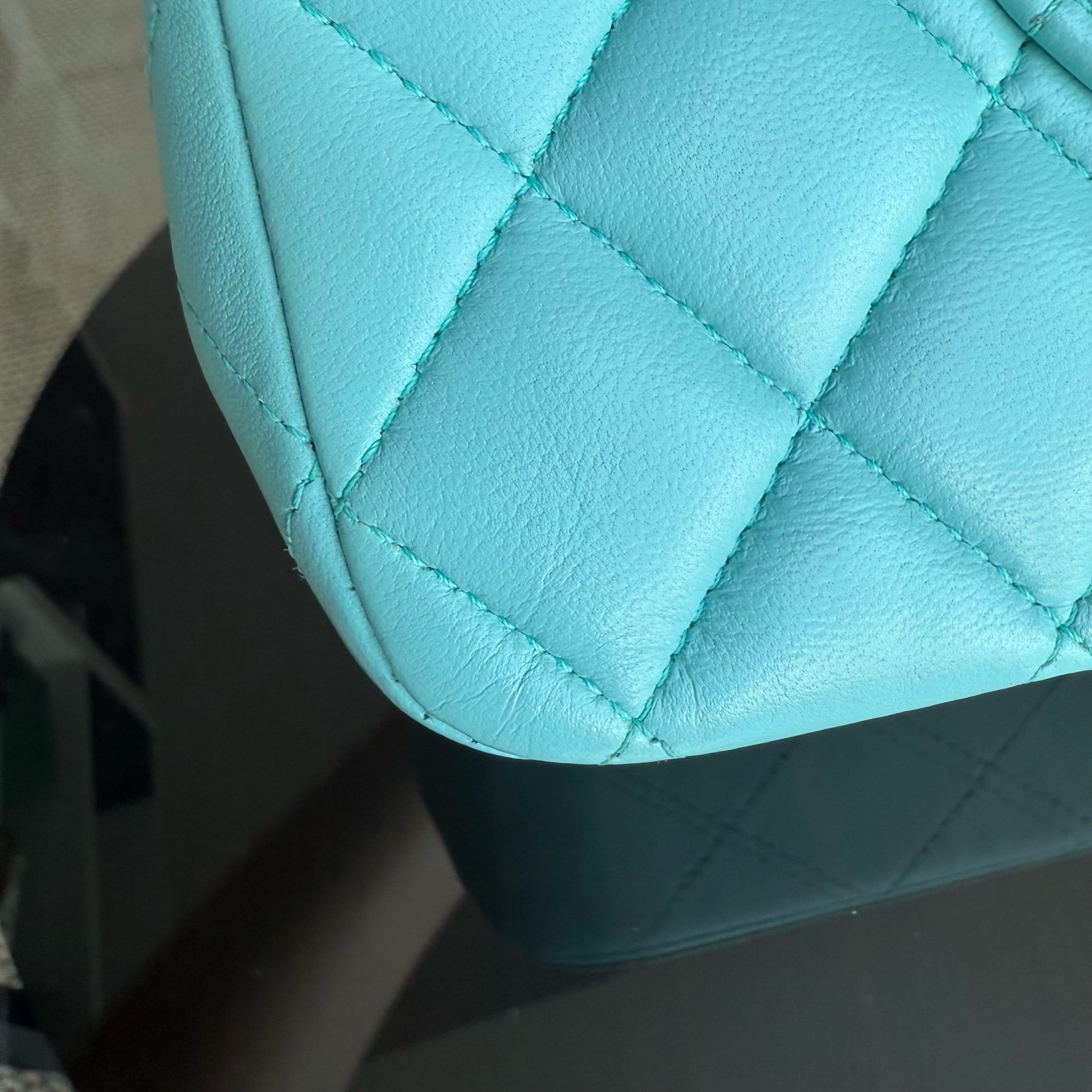 Chanel Classic Flap Medium - 25CM Quilted Lambskin Light Blue Silver Hardware Series 27
