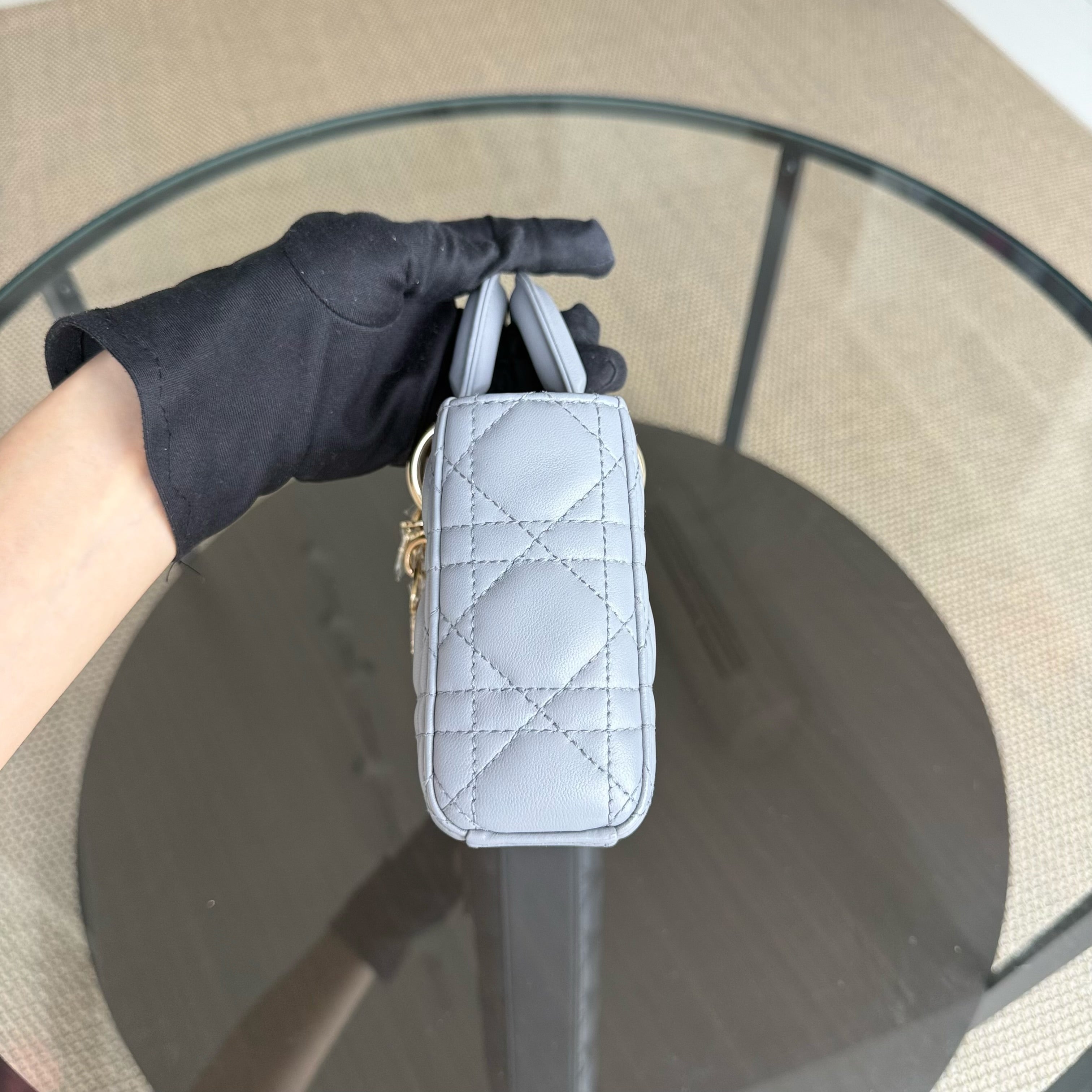 Dior Lady D-Joy Small - Cannage Lambskin Gray Gold Hardware