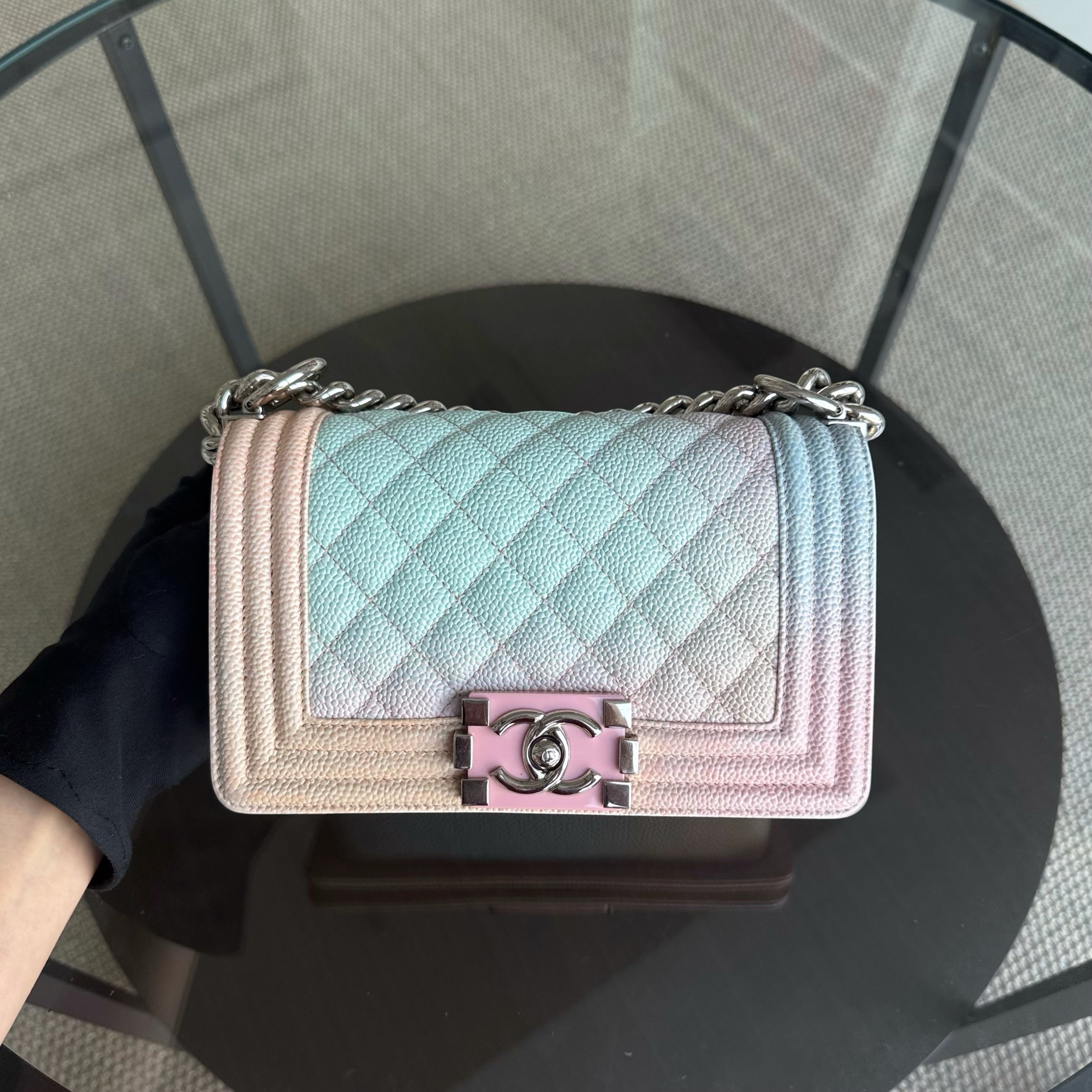 Chanel Boy Small Limited Edition - Caviar Quilted Rainbow Silver Hardware Series 25