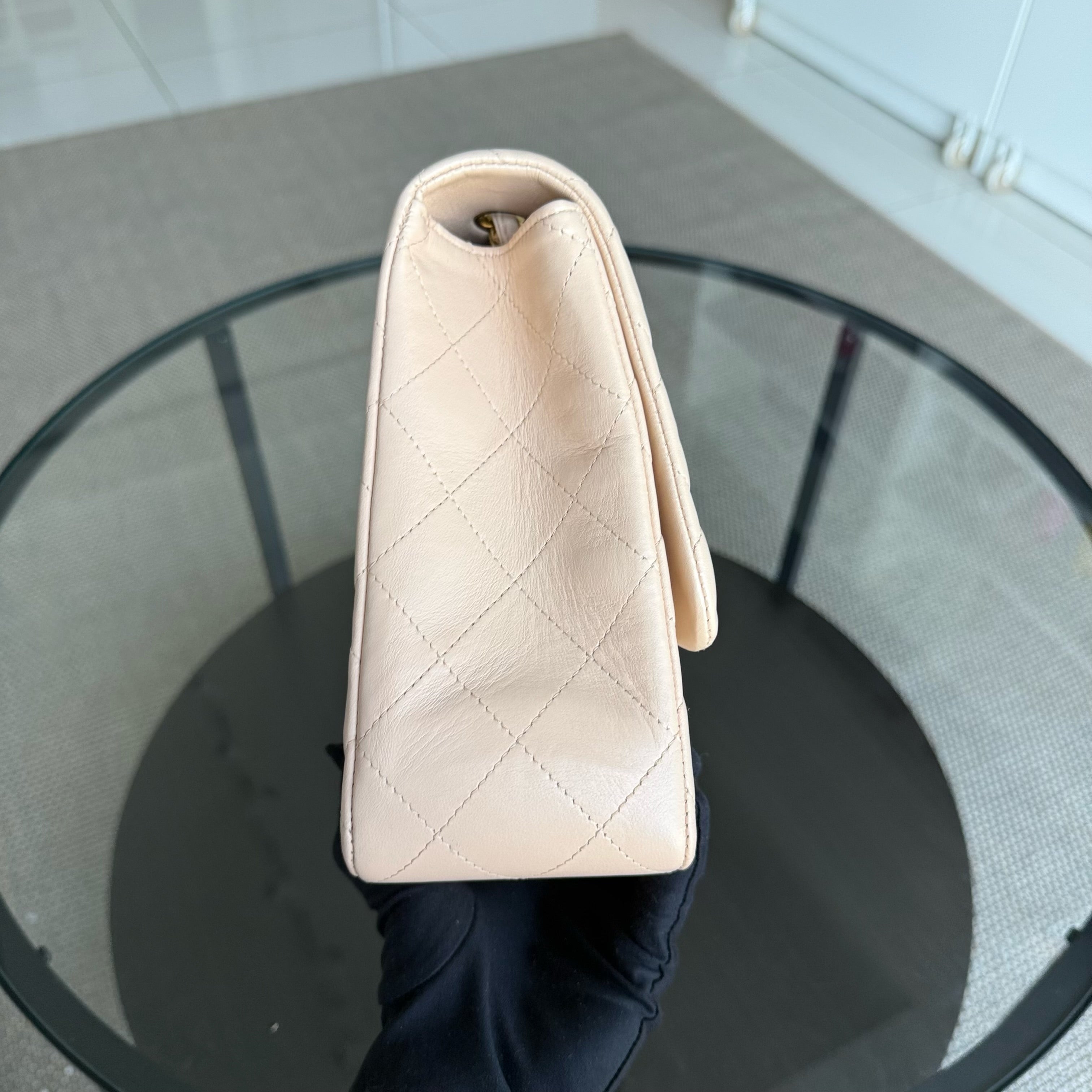 Chanel Classic Flap Jumbo - 30CM Single Flap Quilted Lambskin Beige Gold Hardware Series 13