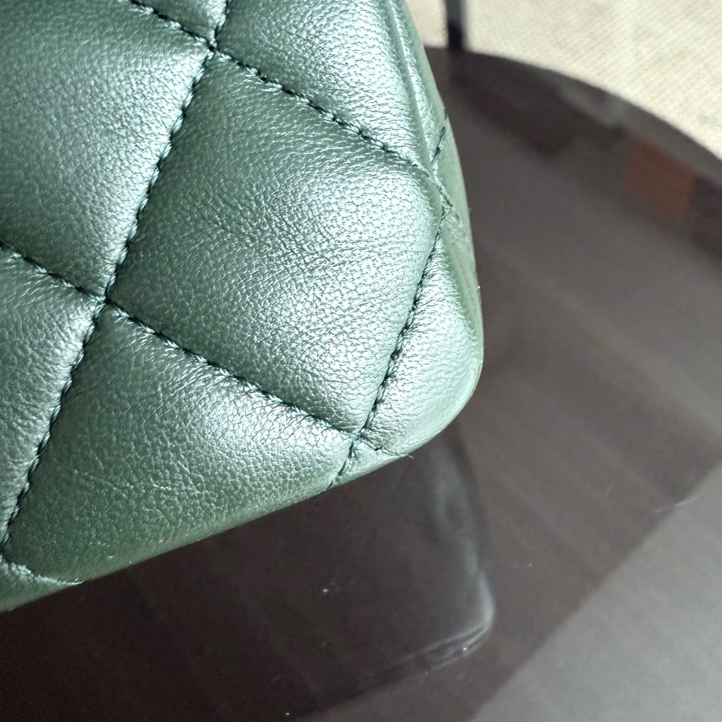 Chanel Classic Flap Medium - 25CM Quilted Lambskin Dark Green Silver Hardware Series 23