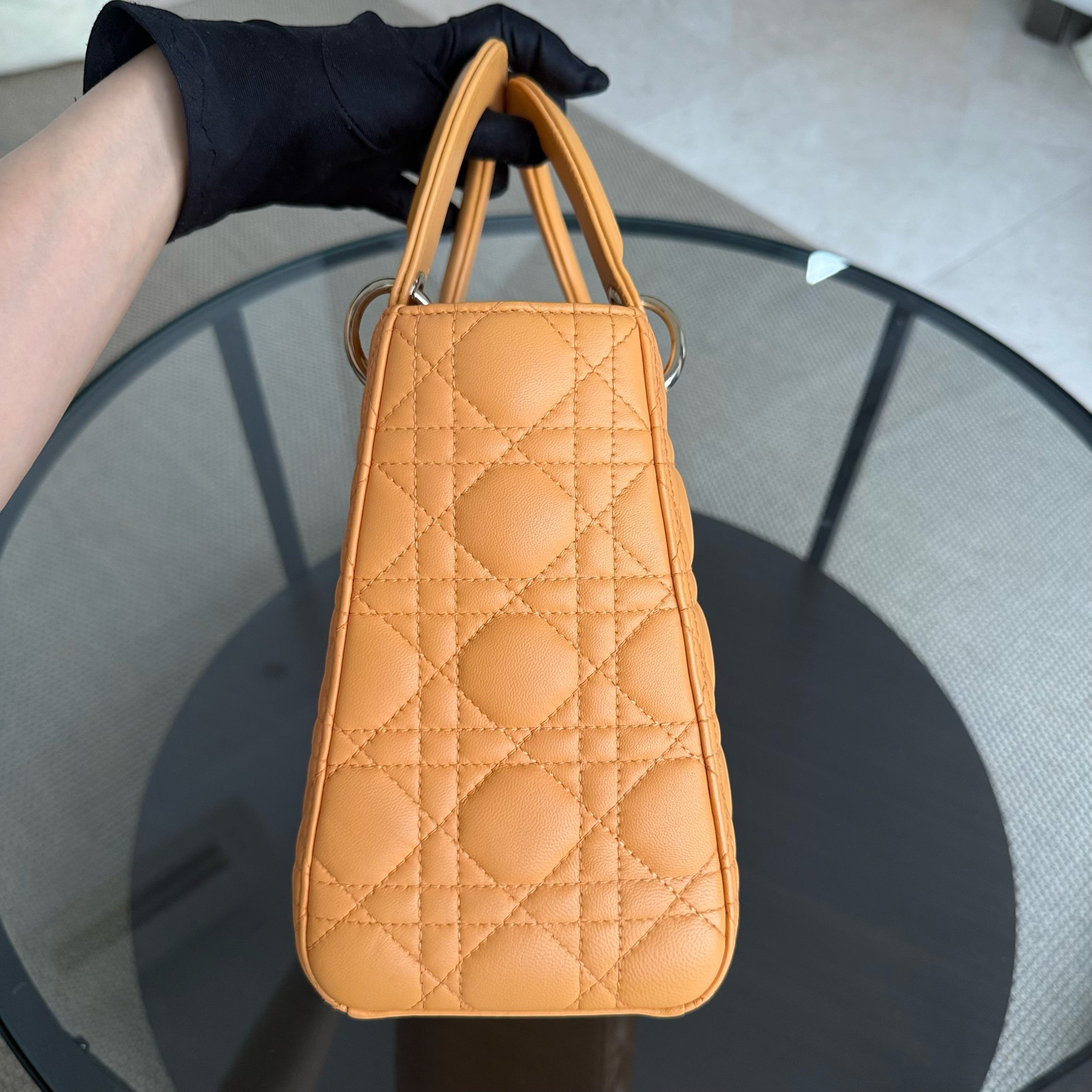 Dior Lady Medium - Cannage Lambskin Caramel Gold Hardware Strap