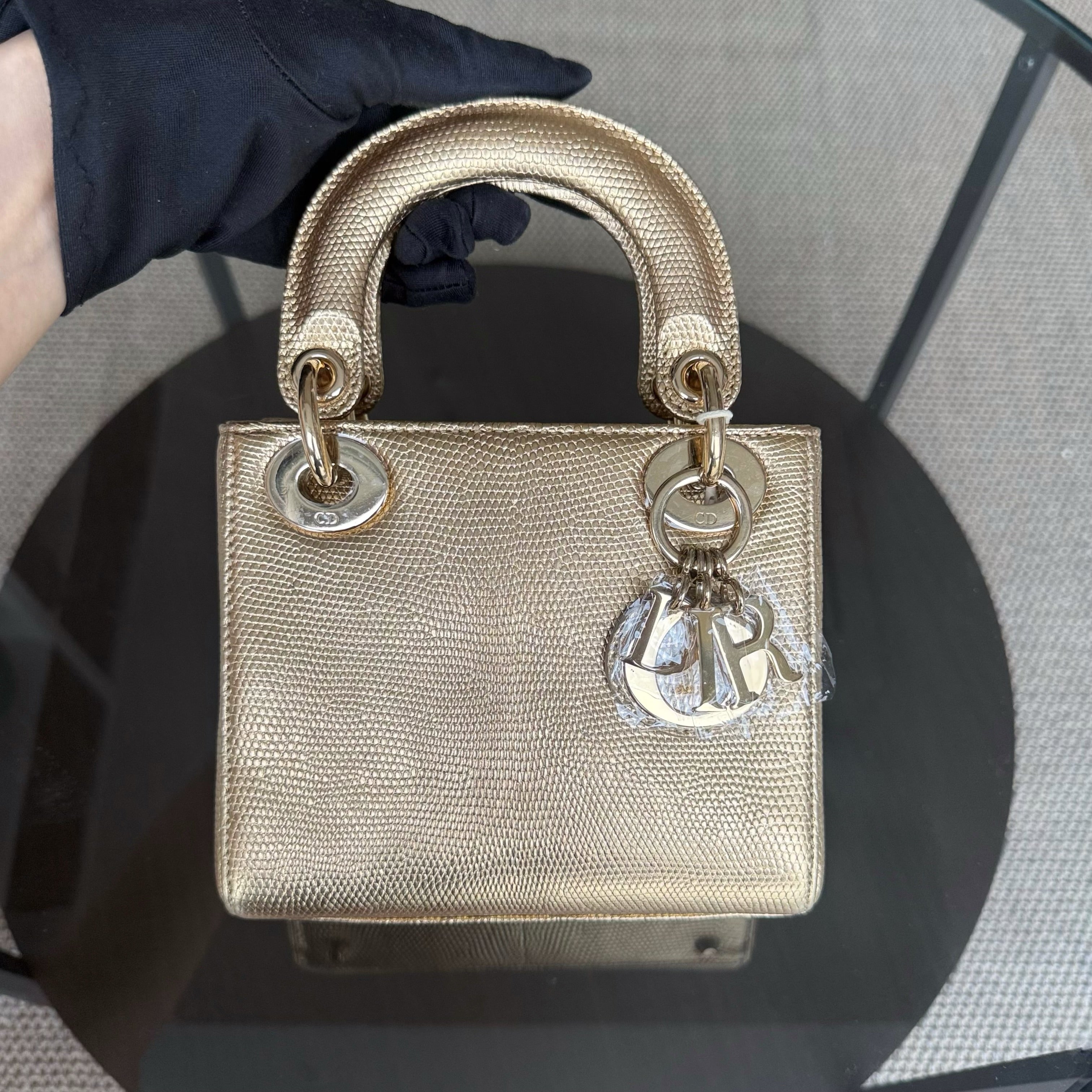 Dior Lady Mini - Exotic Lizard Gold Gold Hardware