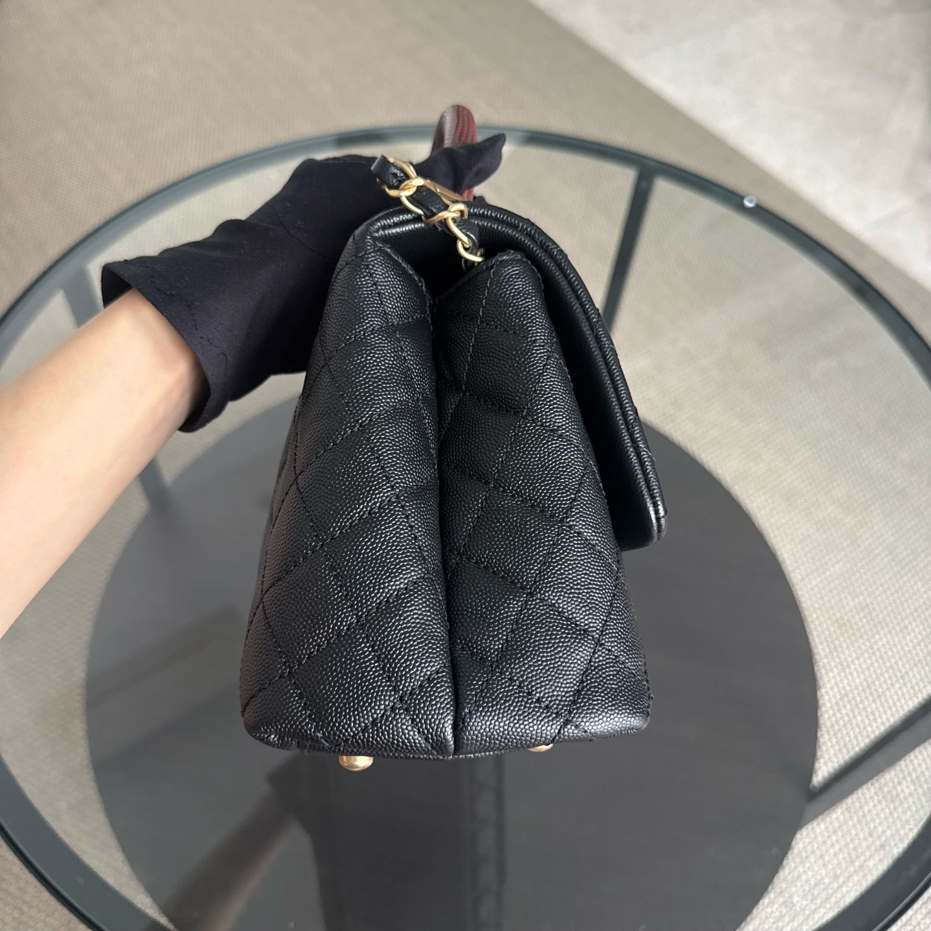 Chanel Coco Handle Medium - Caviar 29CM Quilted Black Gold Hardware Series 24