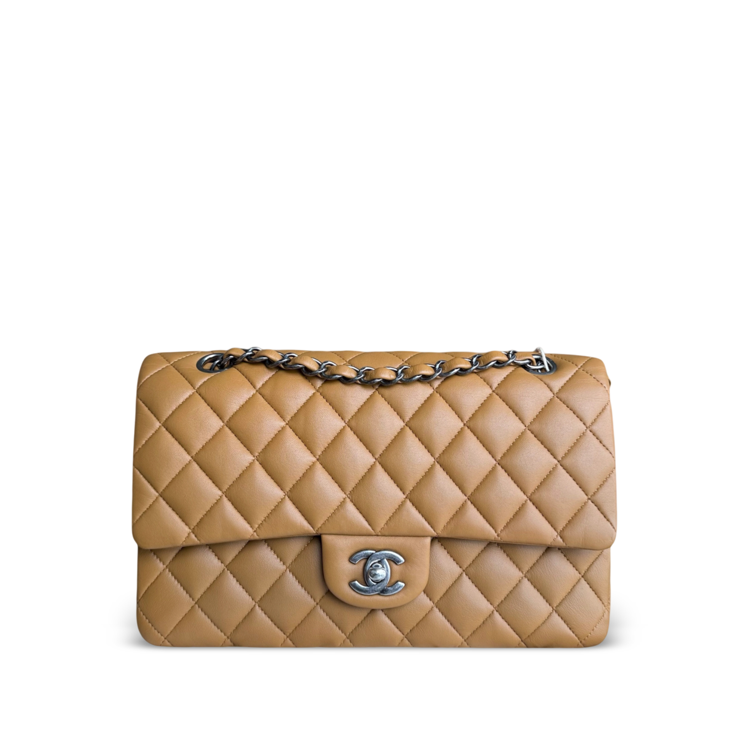 Chanel Classic Flap Medium - 25CM Quilted Lambskin Caramel Silver Hardware Series 19