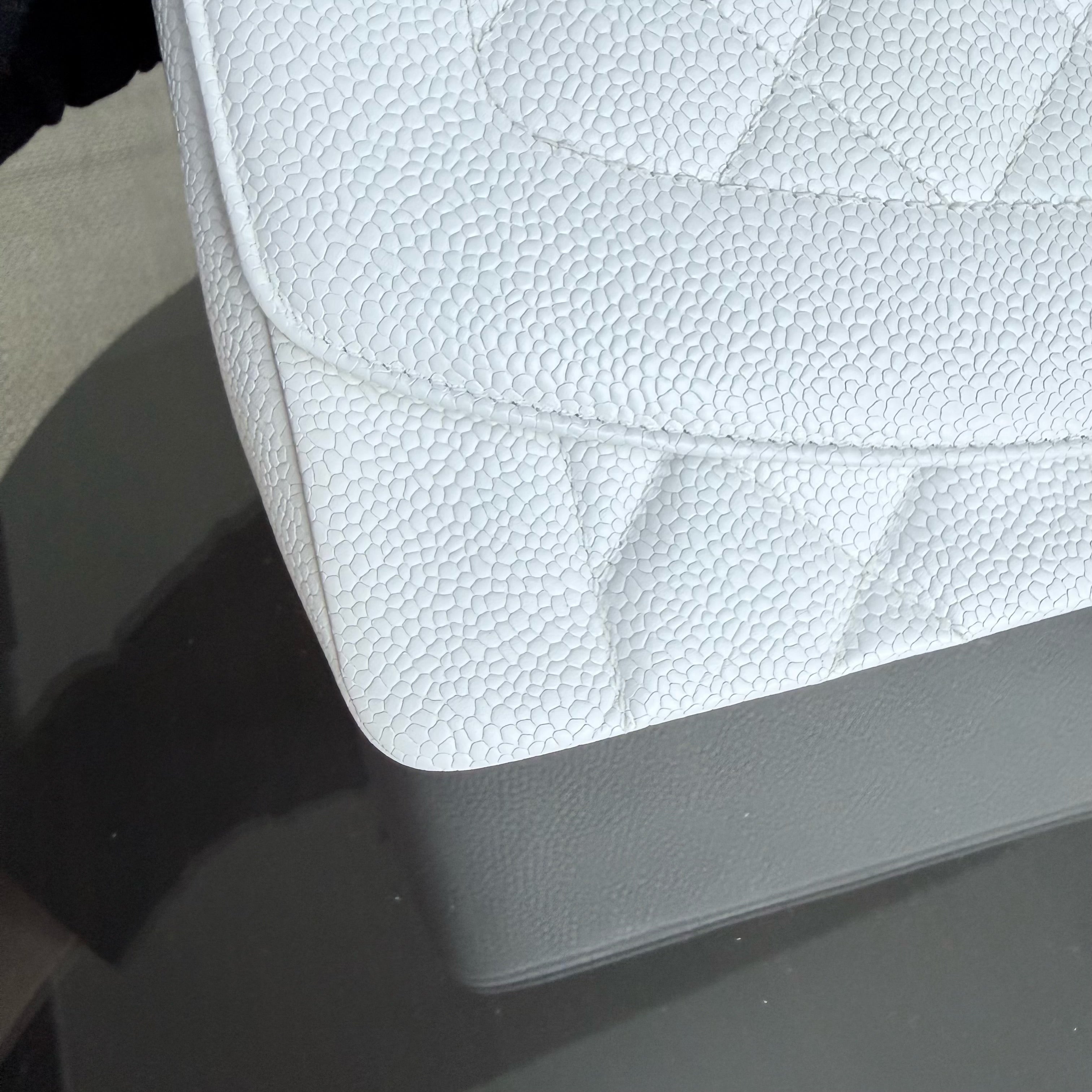 Chanel Diana Medium Vintage - 25CM Quilted Caviar White Gold Hardware Series 2