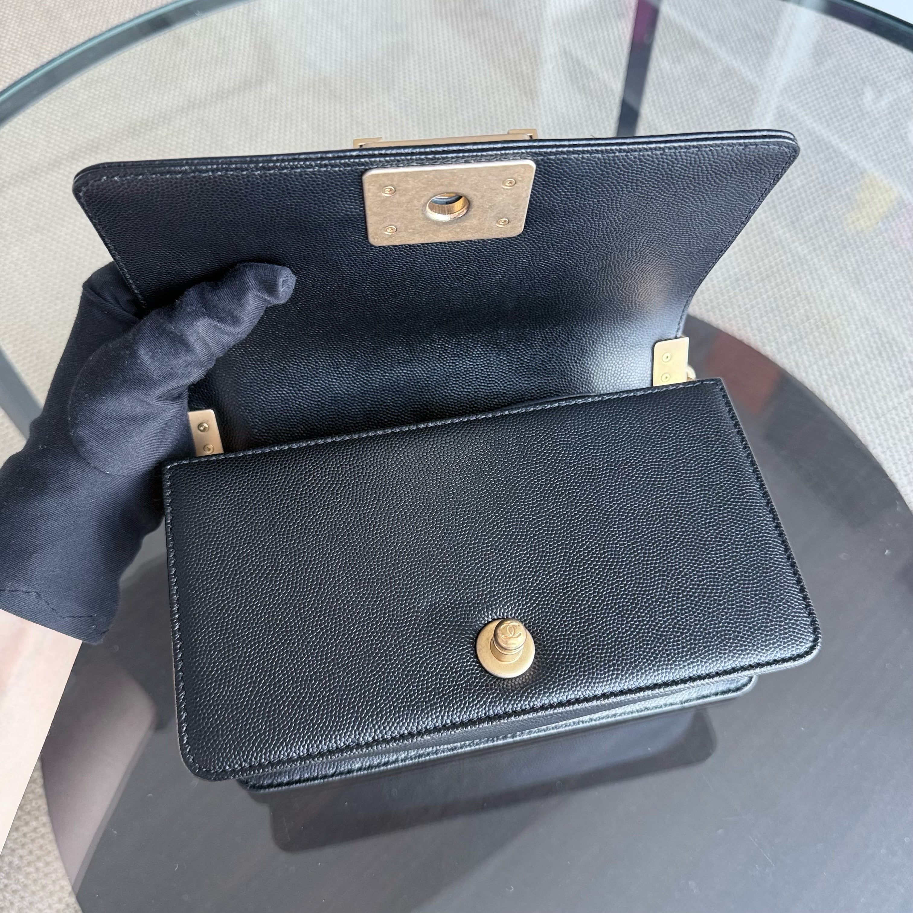 Chanel Boy Small - Caviar 20CM Quilted Black Gold Hardware Series 26