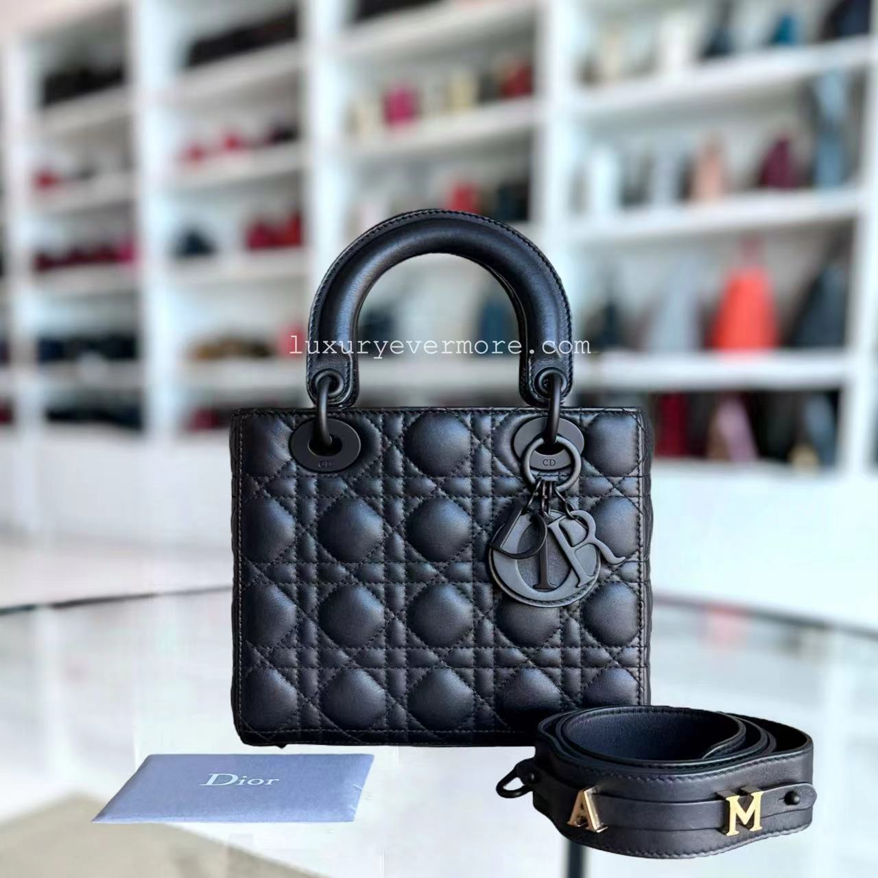 Dior Lady Small ABC - All Black Cannage Calfskin Black Hardware